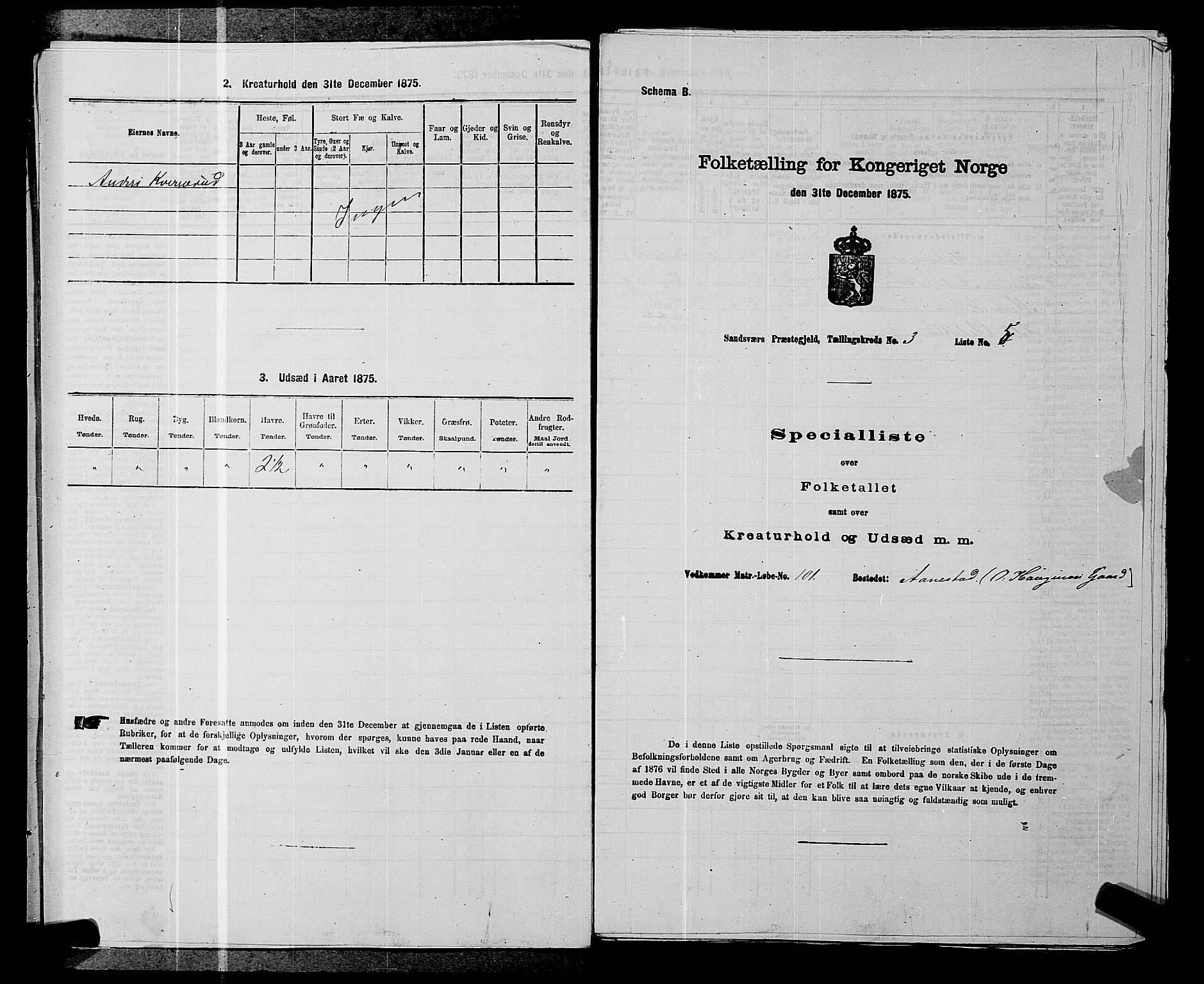 SAKO, 1875 census for 0629P Sandsvær, 1875, p. 554