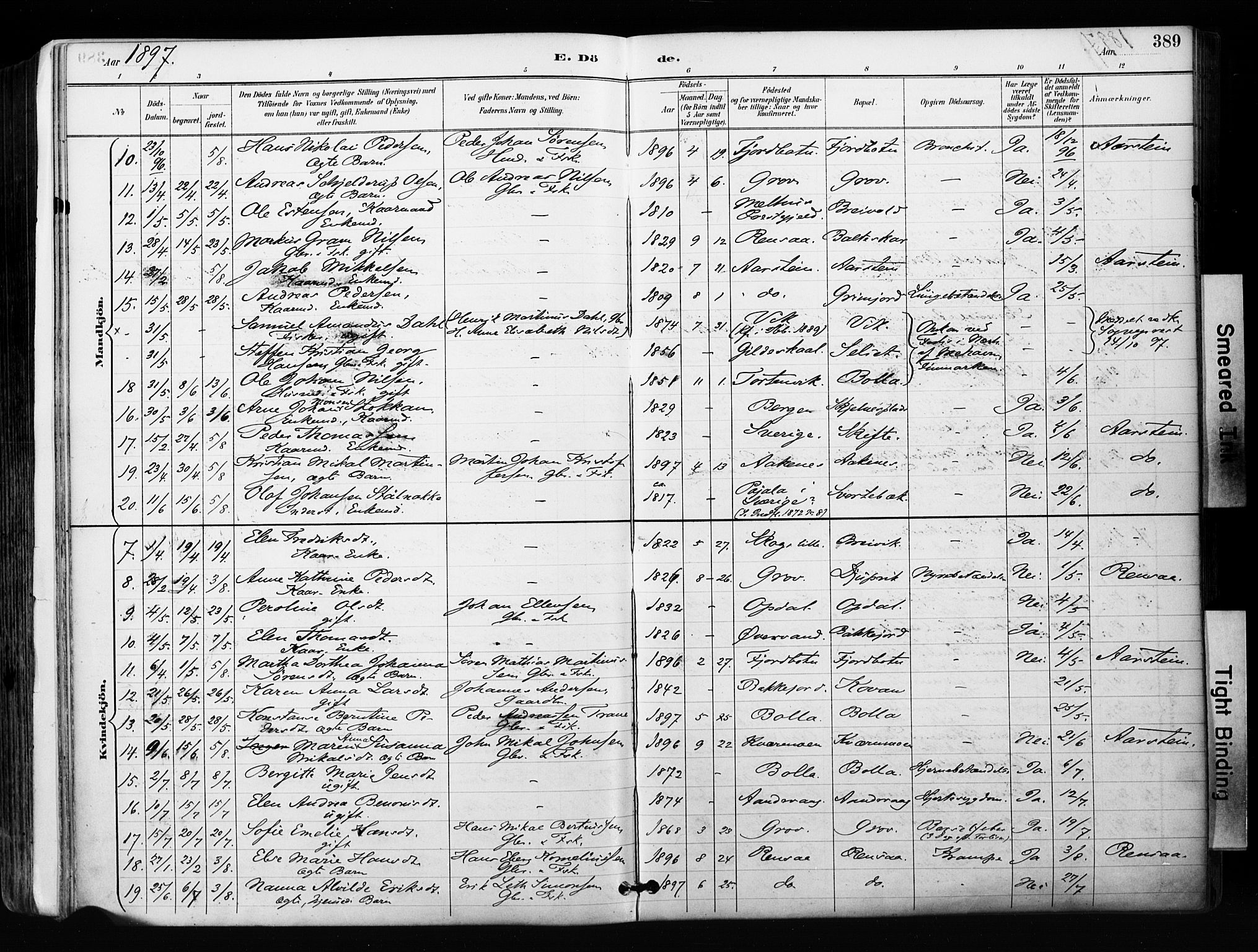 Ibestad sokneprestembete, SATØ/S-0077/H/Ha/Haa/L0012kirke: Parish register (official) no. 12, 1890-1900, p. 389