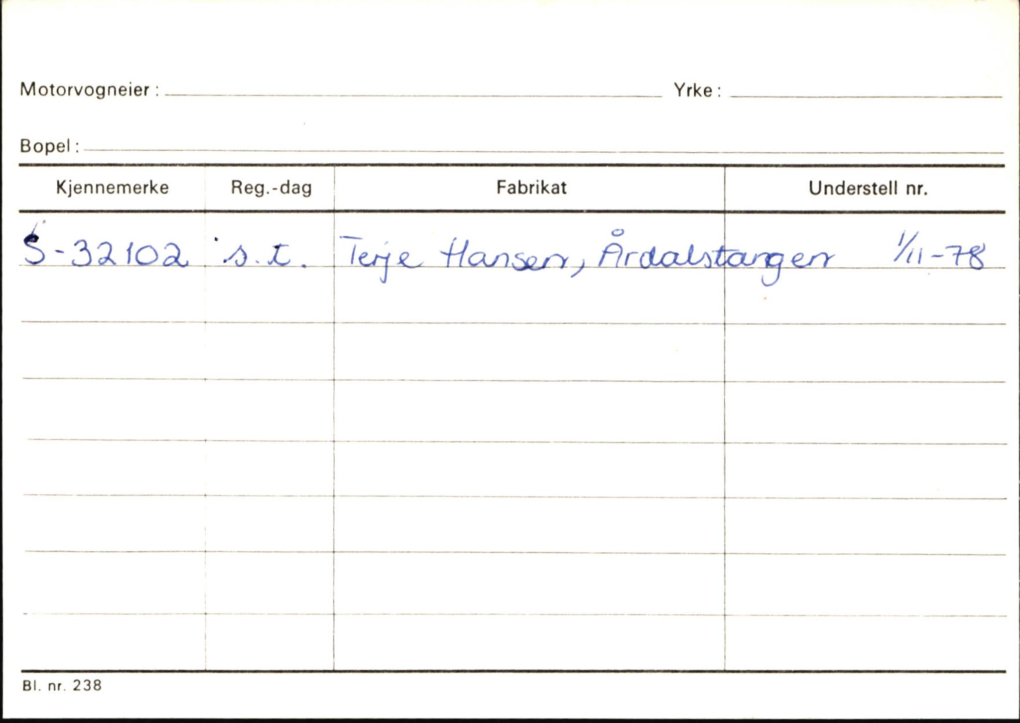 Statens vegvesen, Sogn og Fjordane vegkontor, AV/SAB-A-5301/4/F/L0145: Registerkort Vågsøy S-Å. Årdal I-P, 1945-1975, p. 2028