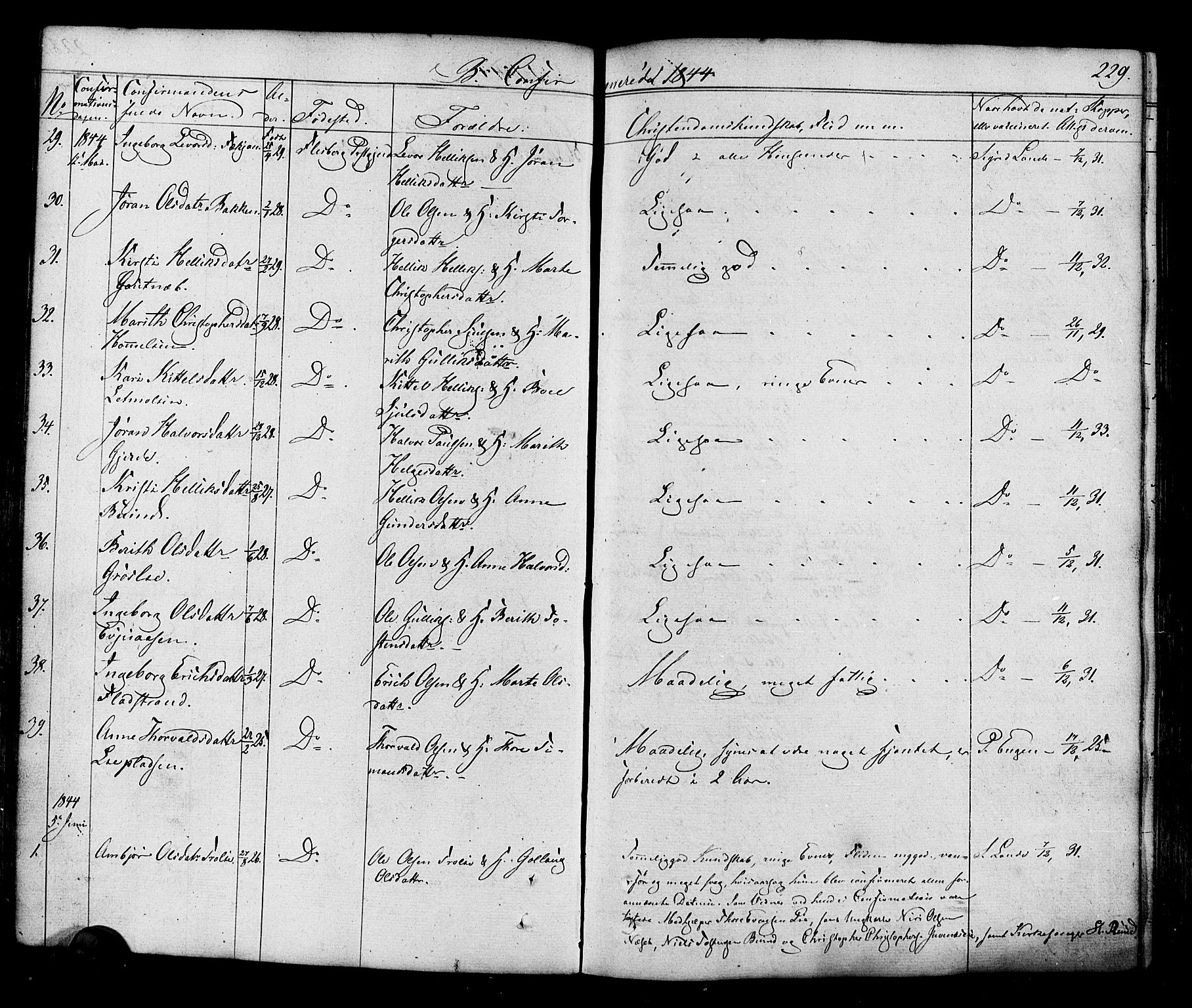 Flesberg kirkebøker, AV/SAKO-A-18/F/Fa/L0006: Parish register (official) no. I 6, 1834-1860, p. 229