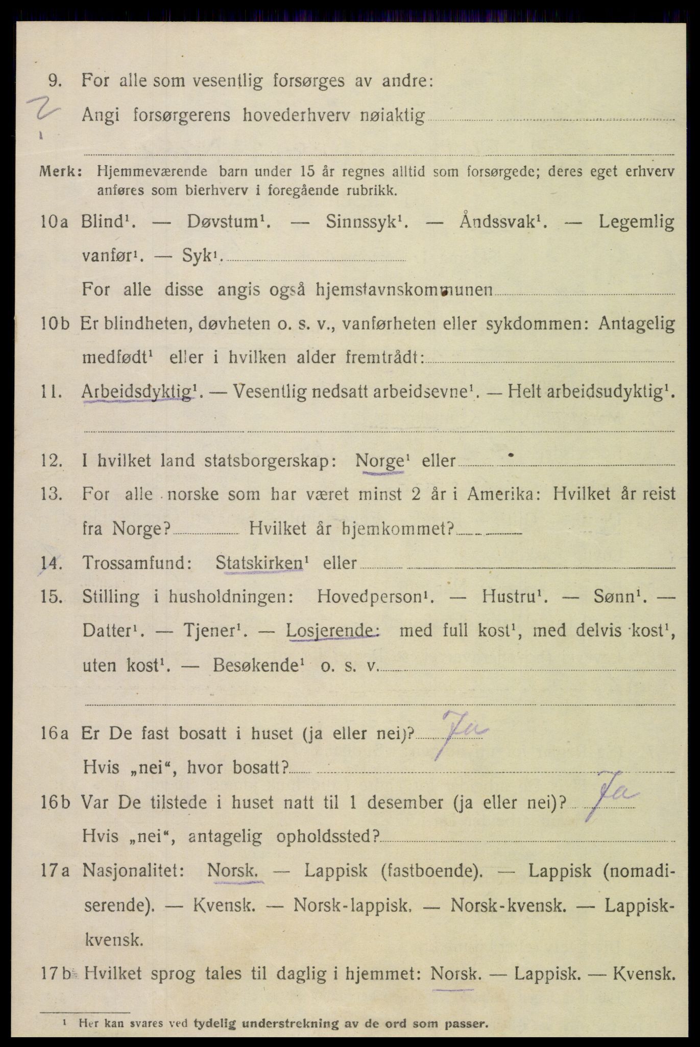 SAT, 1920 census for Lurøy, 1920, p. 3602