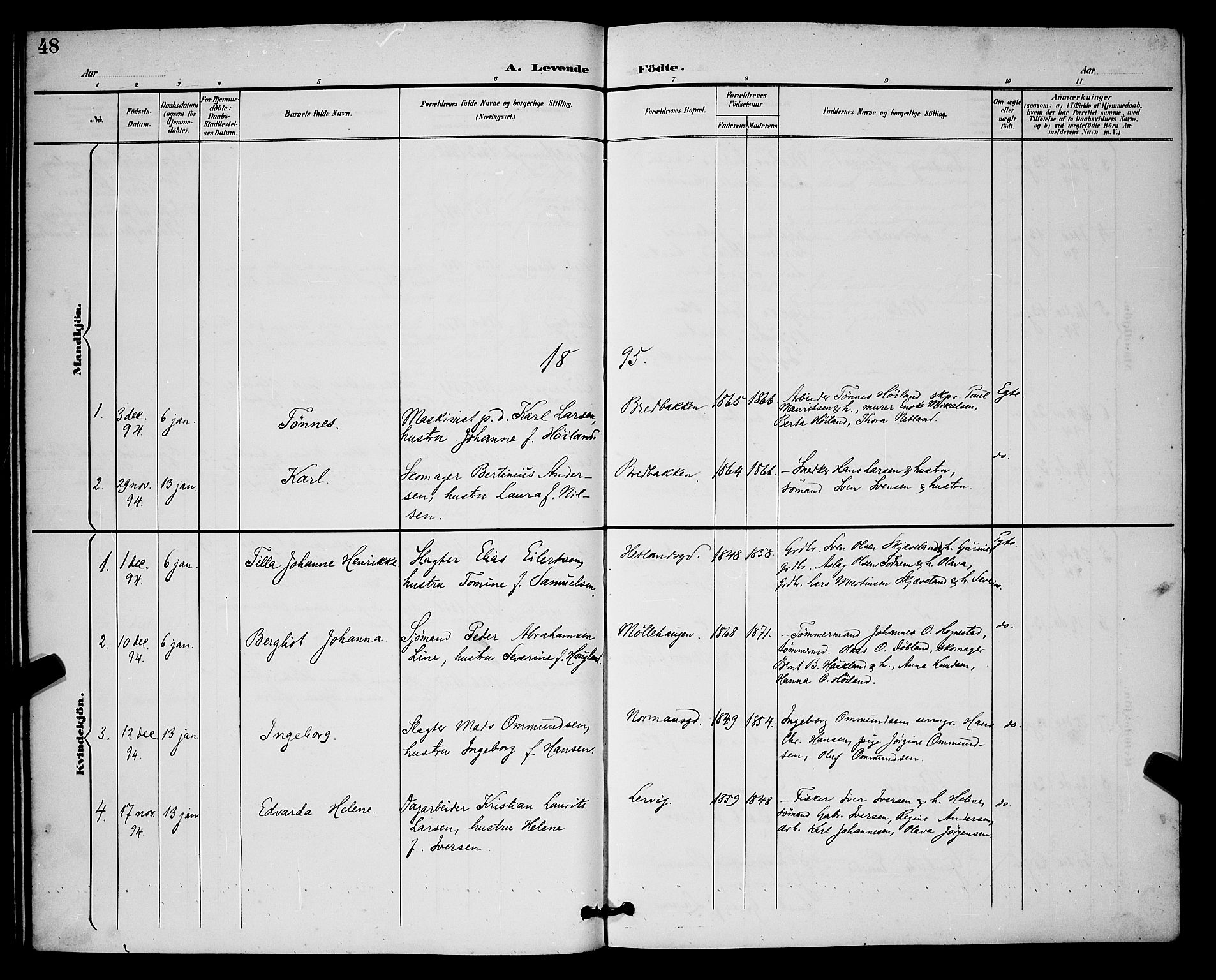 St. Johannes sokneprestkontor, SAST/A-101814/001/30/30BB/L0003: Parish register (copy) no. B 3, 1893-1900, p. 48