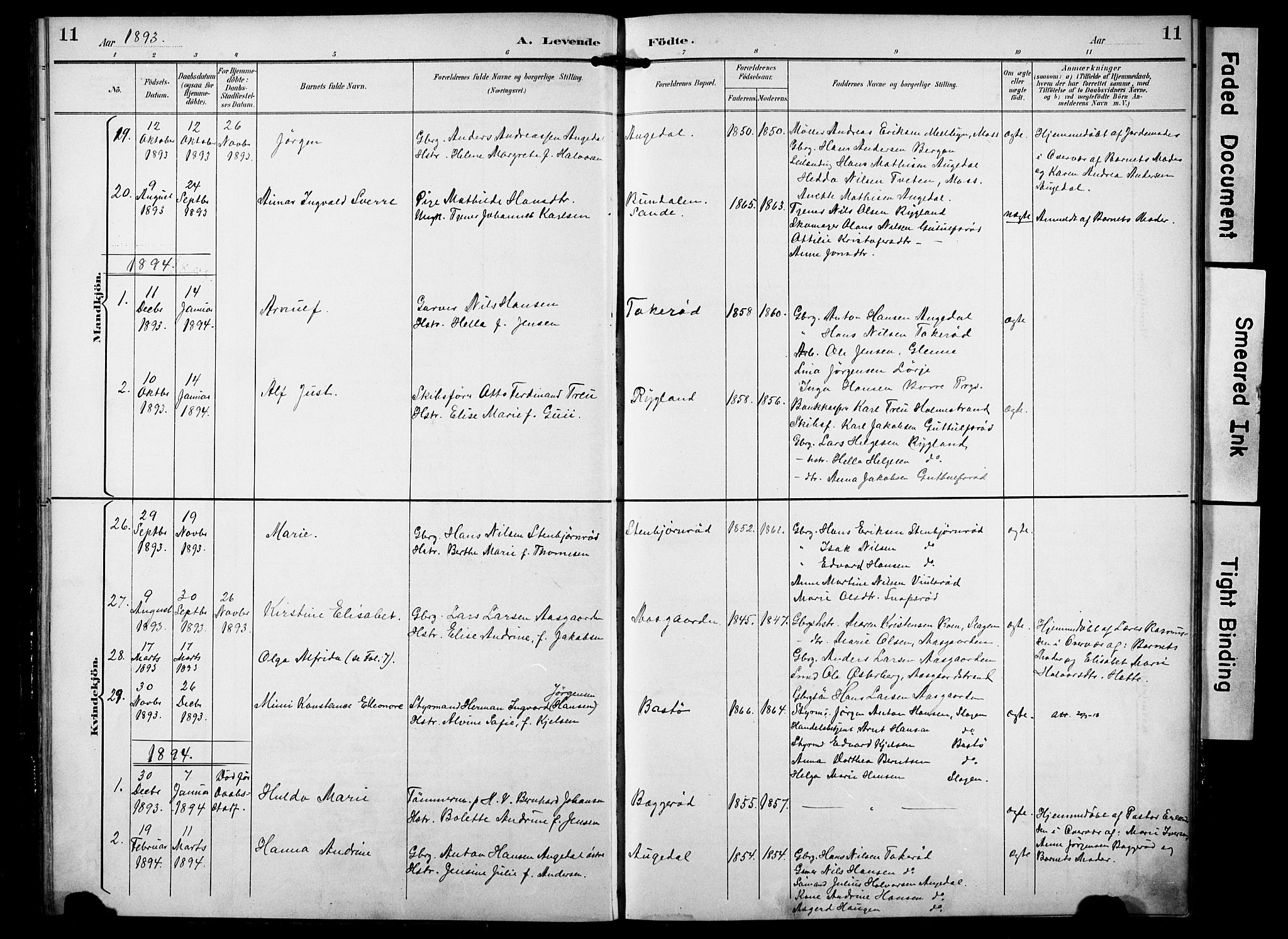 Borre kirkebøker, AV/SAKO-A-338/F/Fa/L0010: Parish register (official) no. I 10, 1892-1896, p. 11