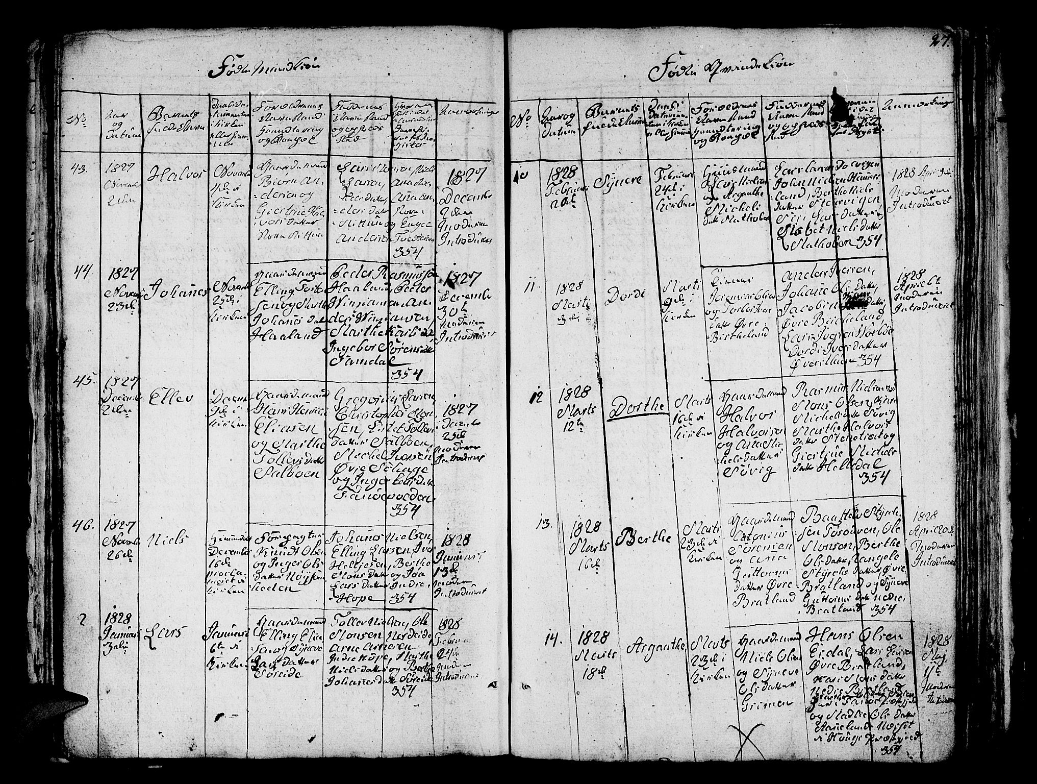 Fana Sokneprestembete, AV/SAB-A-75101/H/Hab/Habc/L0001: Parish register (copy) no. C 1, 1824-1837, p. 27