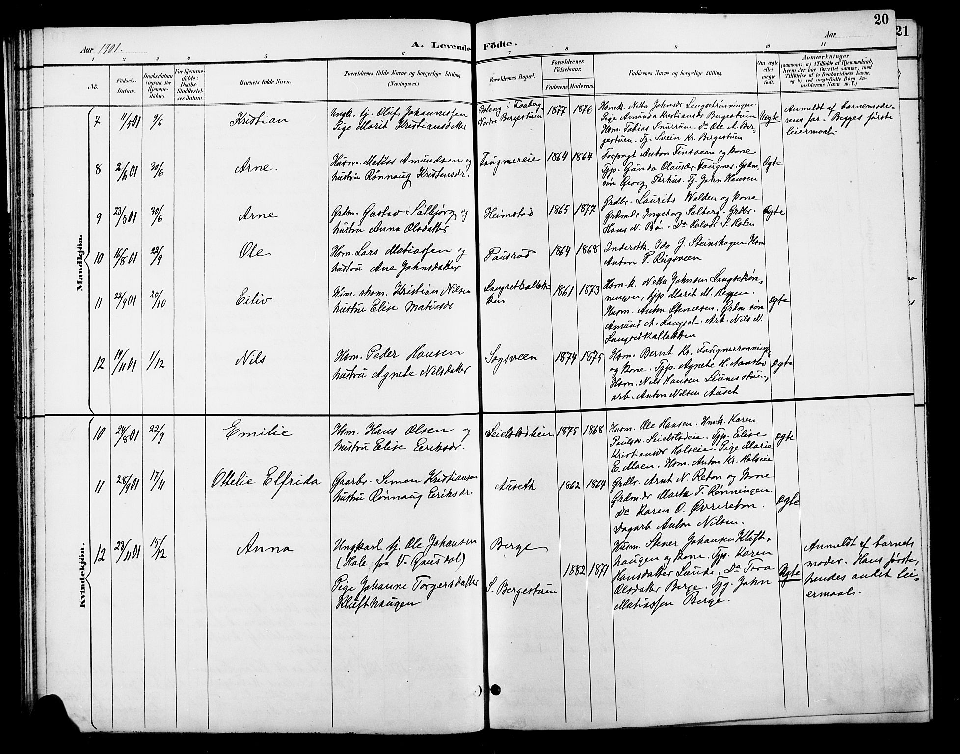 Østre Gausdal prestekontor, AV/SAH-PREST-092/H/Ha/Hab/L0003: Parish register (copy) no. 3, 1894-1915, p. 20