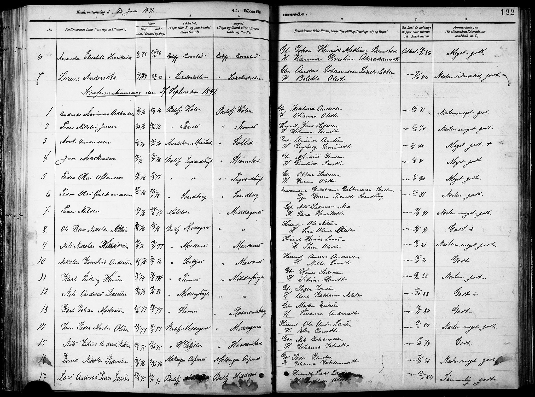 Balsfjord sokneprestembete, AV/SATØ-S-1303/G/Gab/L0008klokker: Parish register (copy) no. 8, 1890-1906, p. 122