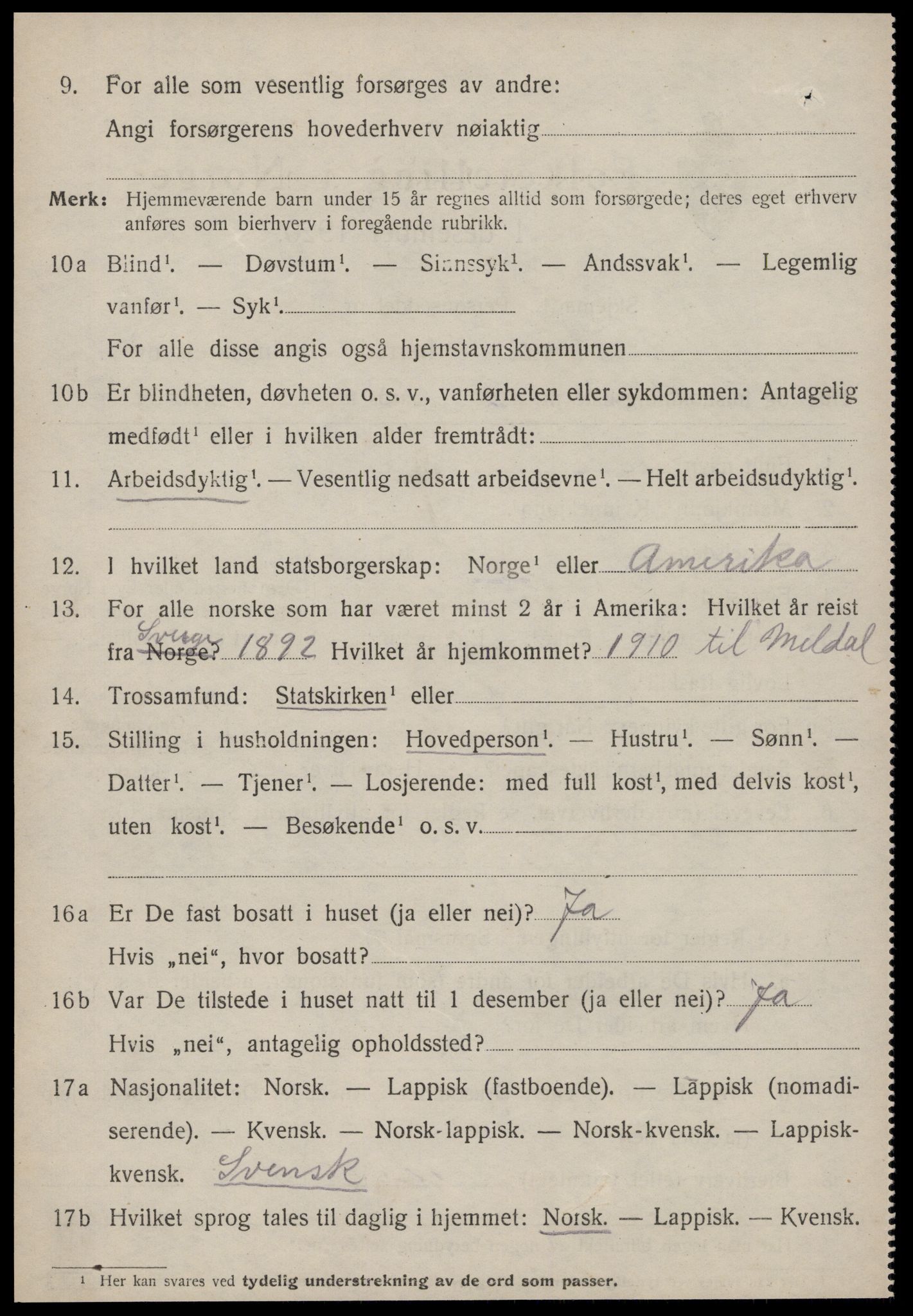 SAT, 1920 census for Meldal, 1920, p. 7536