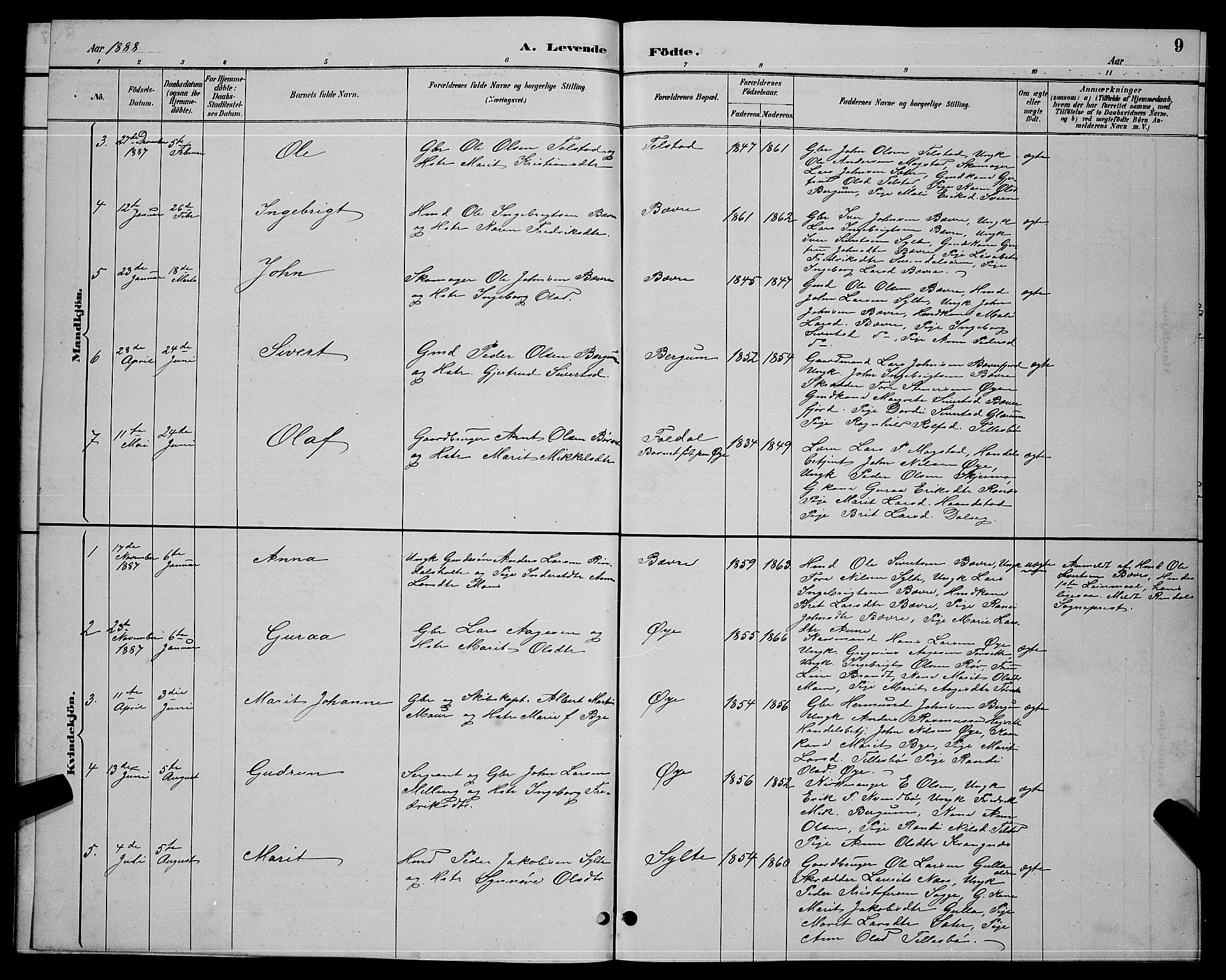 Ministerialprotokoller, klokkerbøker og fødselsregistre - Møre og Romsdal, AV/SAT-A-1454/595/L1052: Parish register (copy) no. 595C04, 1885-1900, p. 9