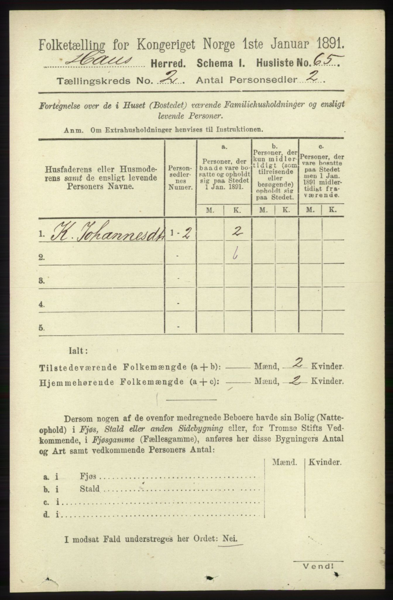 RA, 1891 census for 1250 Haus, 1891, p. 514