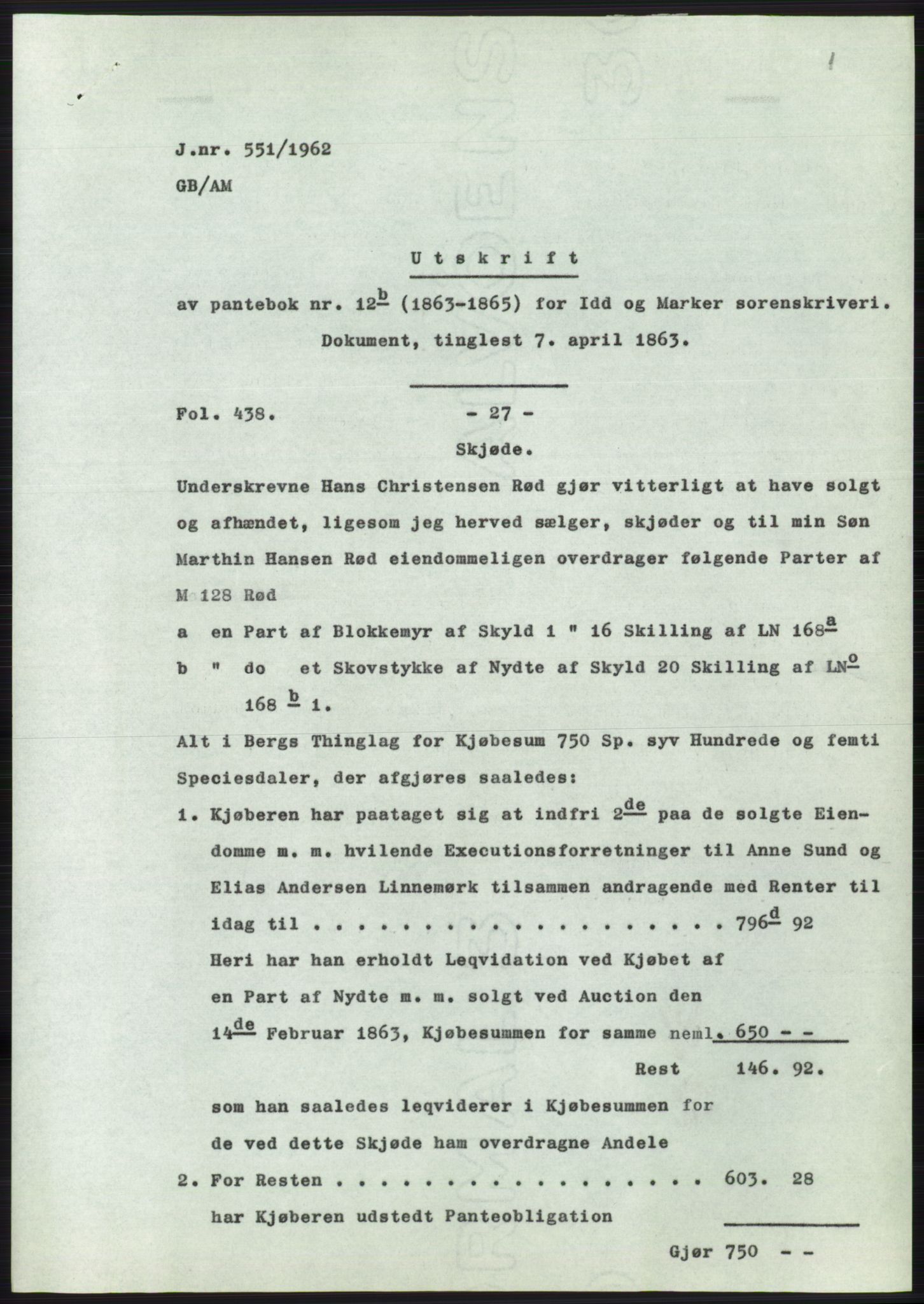 Statsarkivet i Oslo, SAO/A-10621/Z/Zd/L0015: Avskrifter, j.nr 2-699/1962, 1962, p. 226