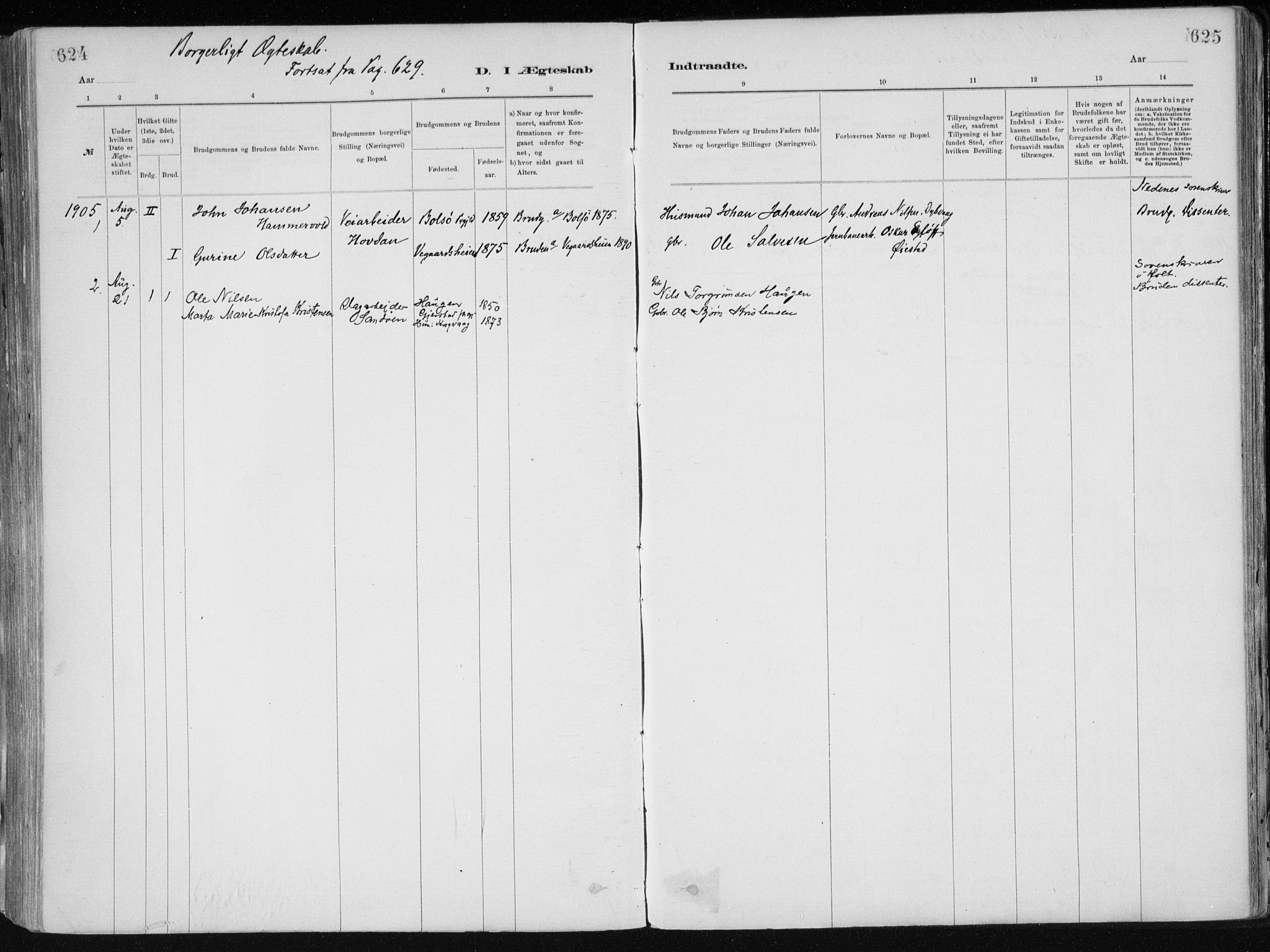 Dypvåg sokneprestkontor, SAK/1111-0007/F/Fa/Faa/L0008: Parish register (official) no. A 8, 1885-1906, p. 624-625