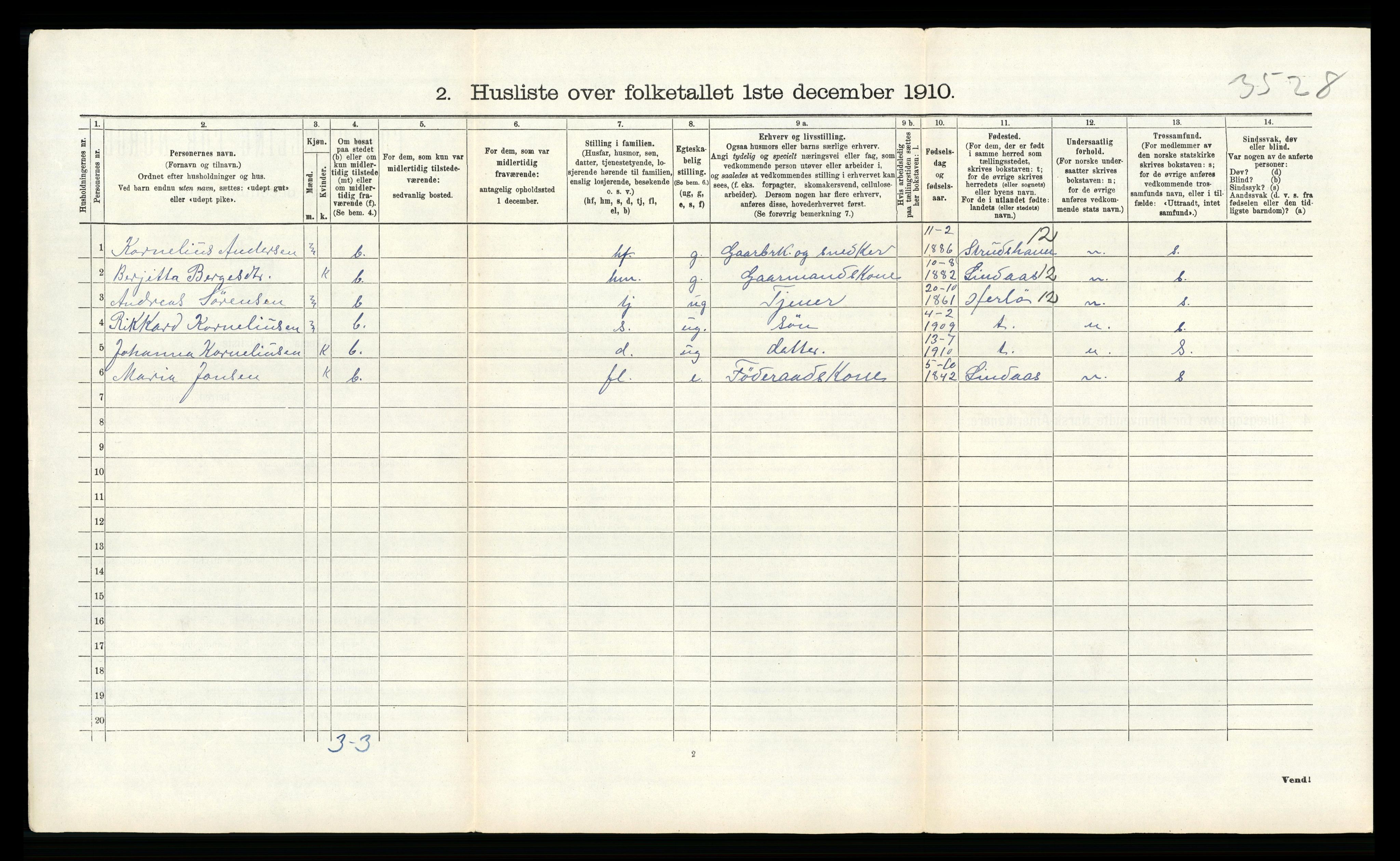 RA, 1910 census for Alversund, 1910, p. 105