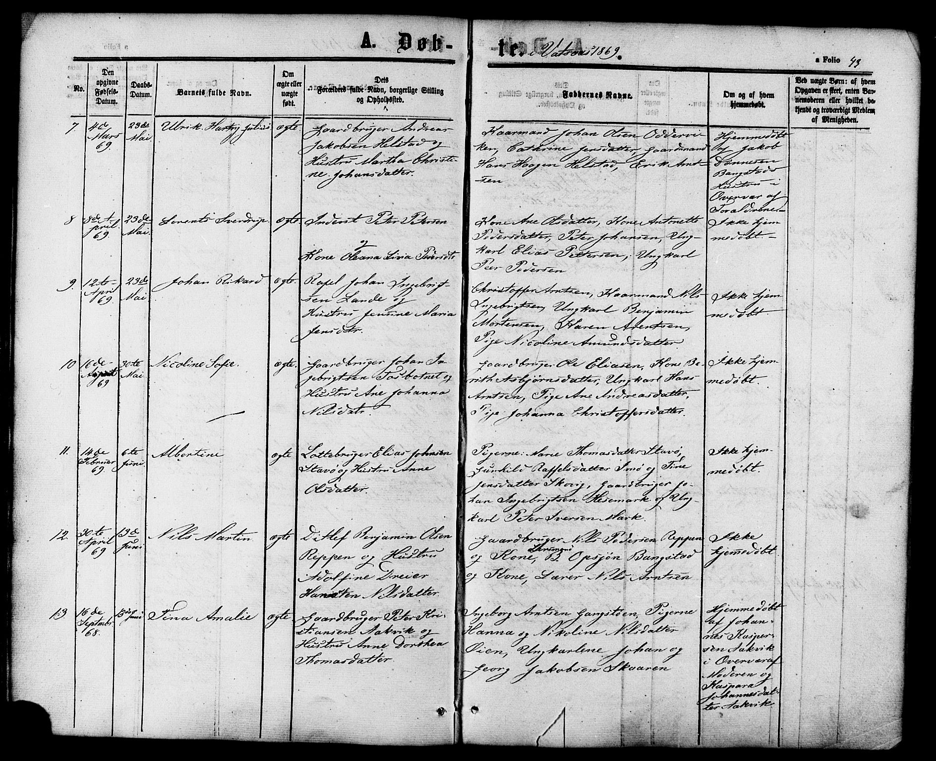 Ministerialprotokoller, klokkerbøker og fødselsregistre - Nordland, AV/SAT-A-1459/810/L0146: Parish register (official) no. 810A08 /1, 1862-1874, p. 43