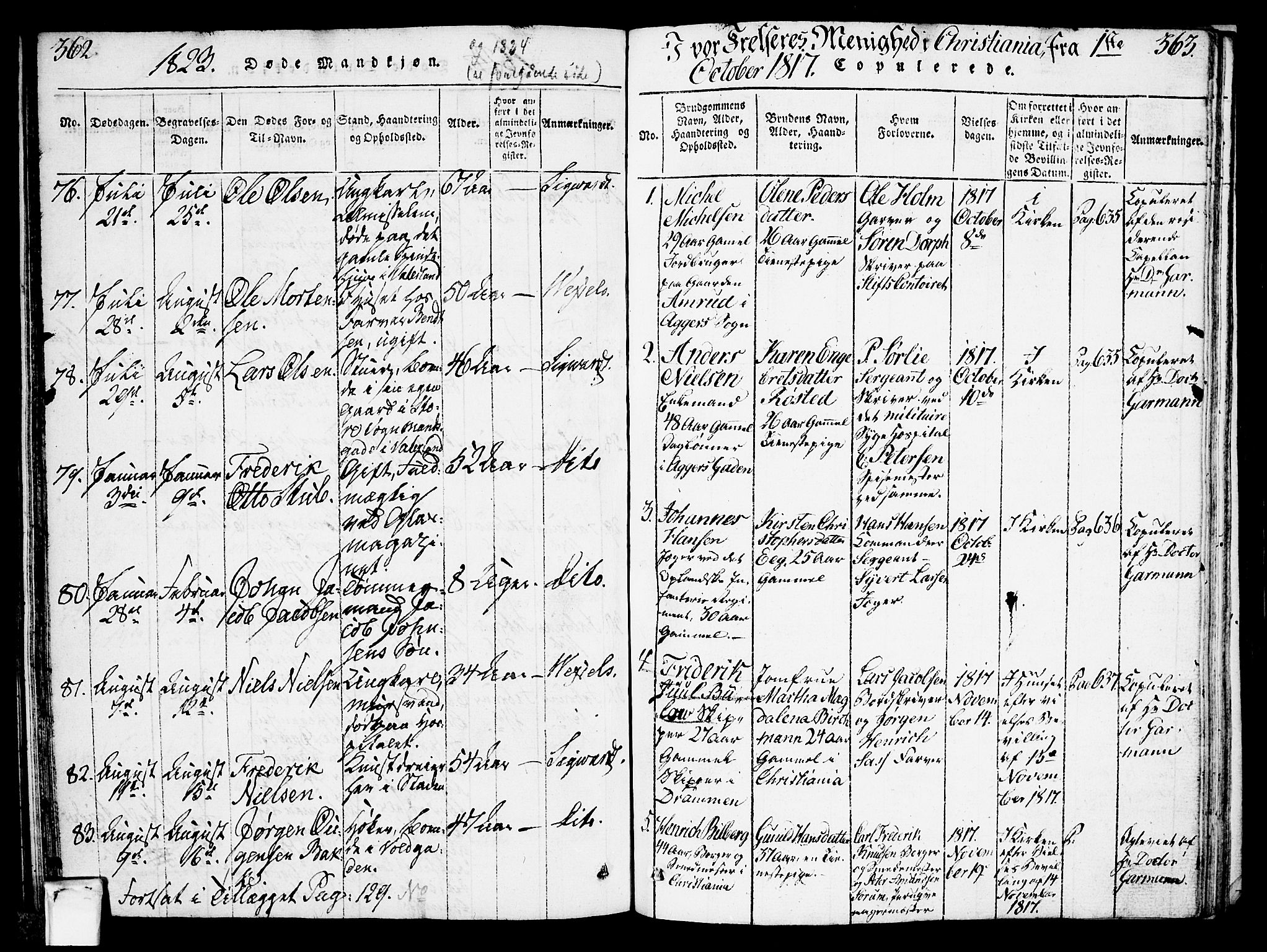 Oslo domkirke Kirkebøker, AV/SAO-A-10752/F/Fa/L0007: Parish register (official) no. 7, 1817-1824, p. 362-363