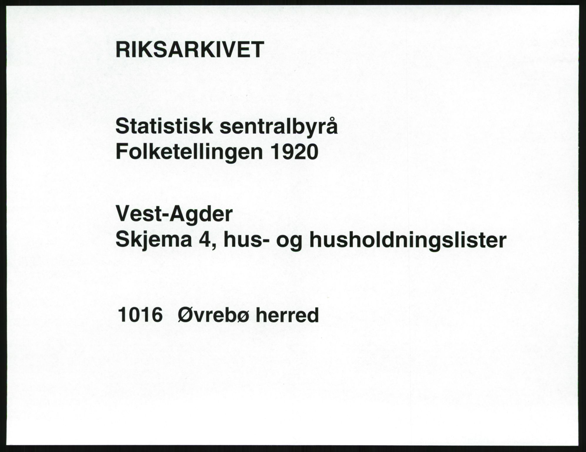 SAK, 1920 census for Øvrebø, 1920, p. 38