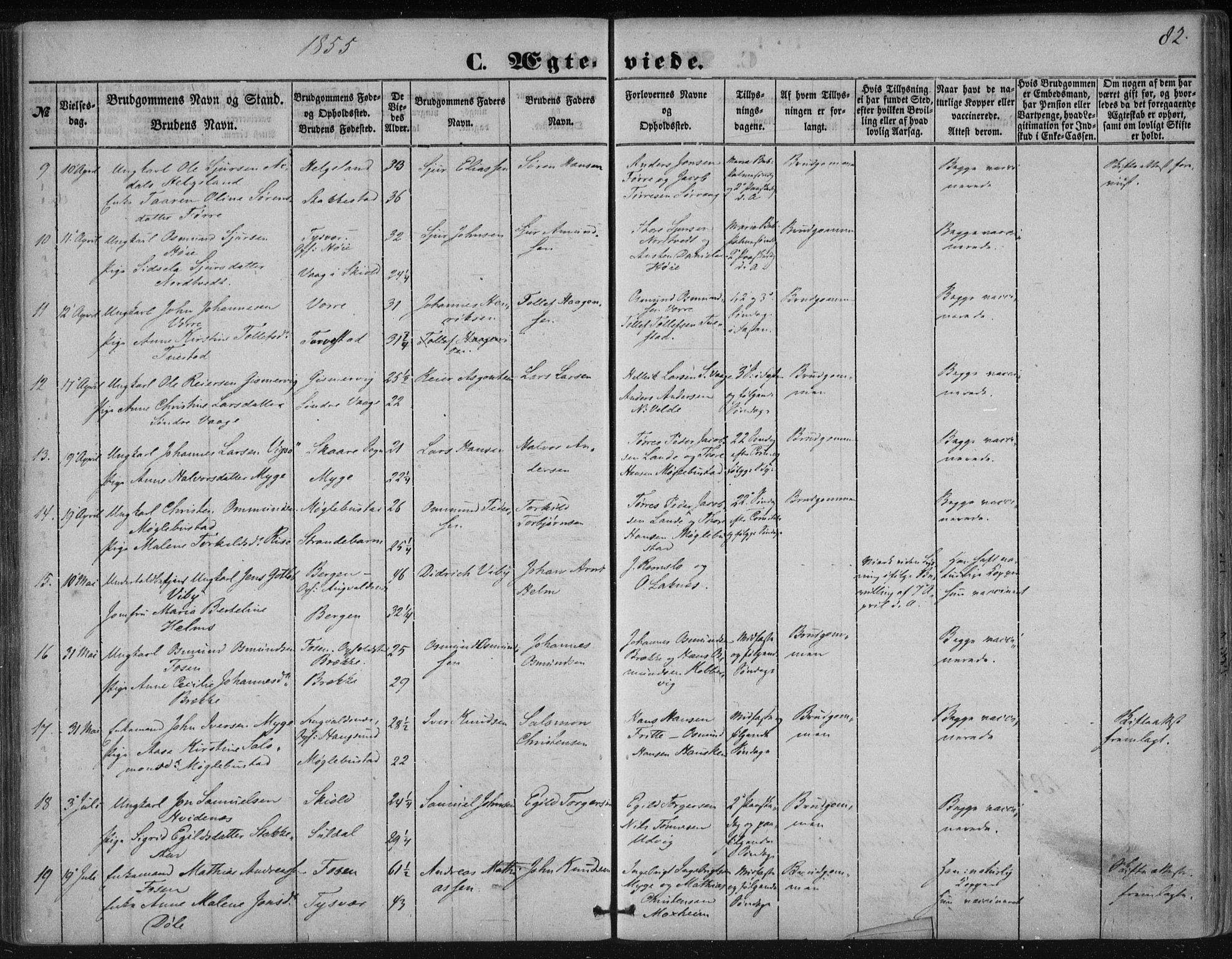 Avaldsnes sokneprestkontor, AV/SAST-A -101851/H/Ha/Haa/L0009: Parish register (official) no. A 9, 1853-1865, p. 82