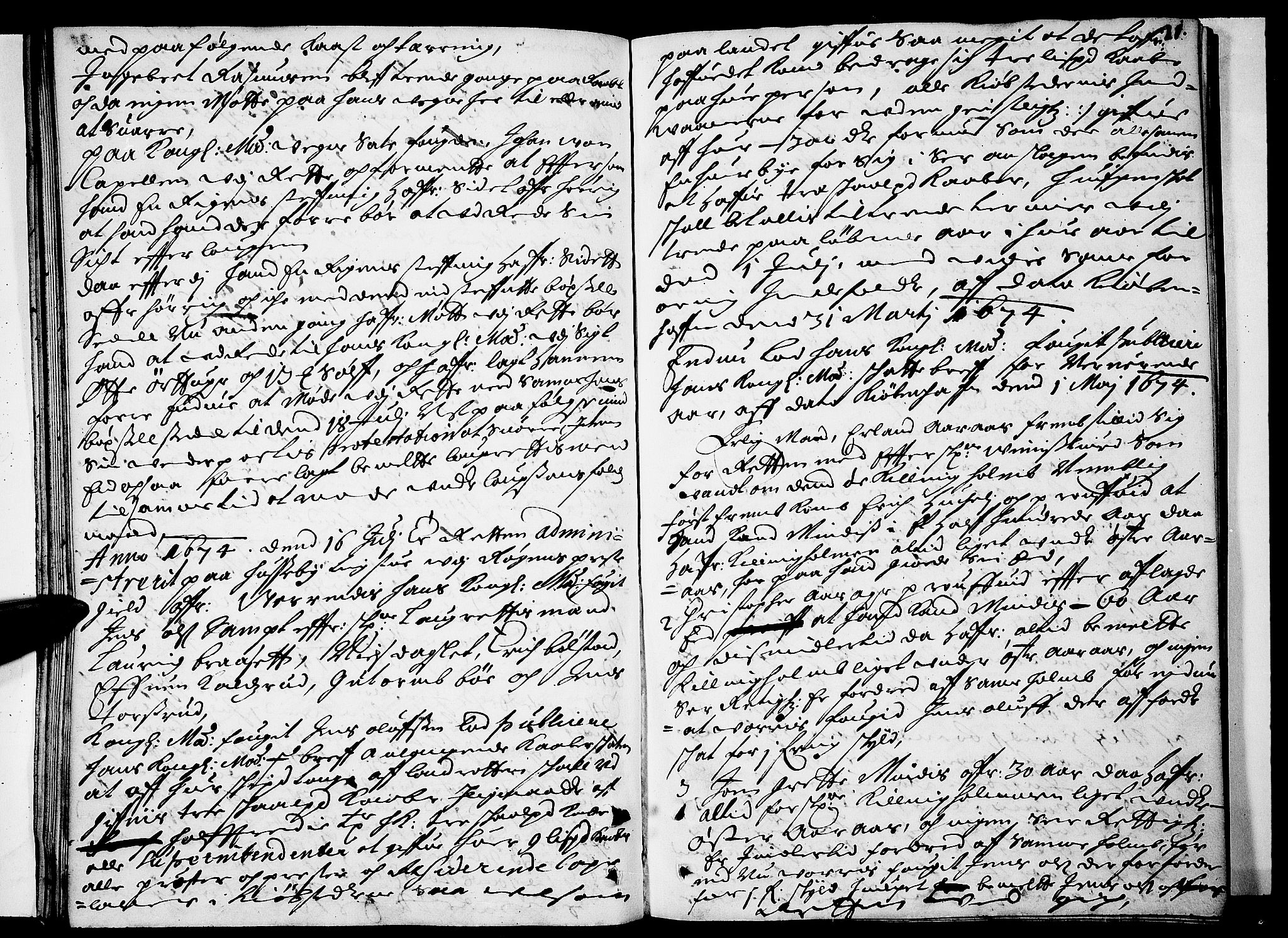 Lier, Røyken og Hurum sorenskriveri, SAKO/A-89/F/Fa/L0015: Tingbok, 1674, p. 21