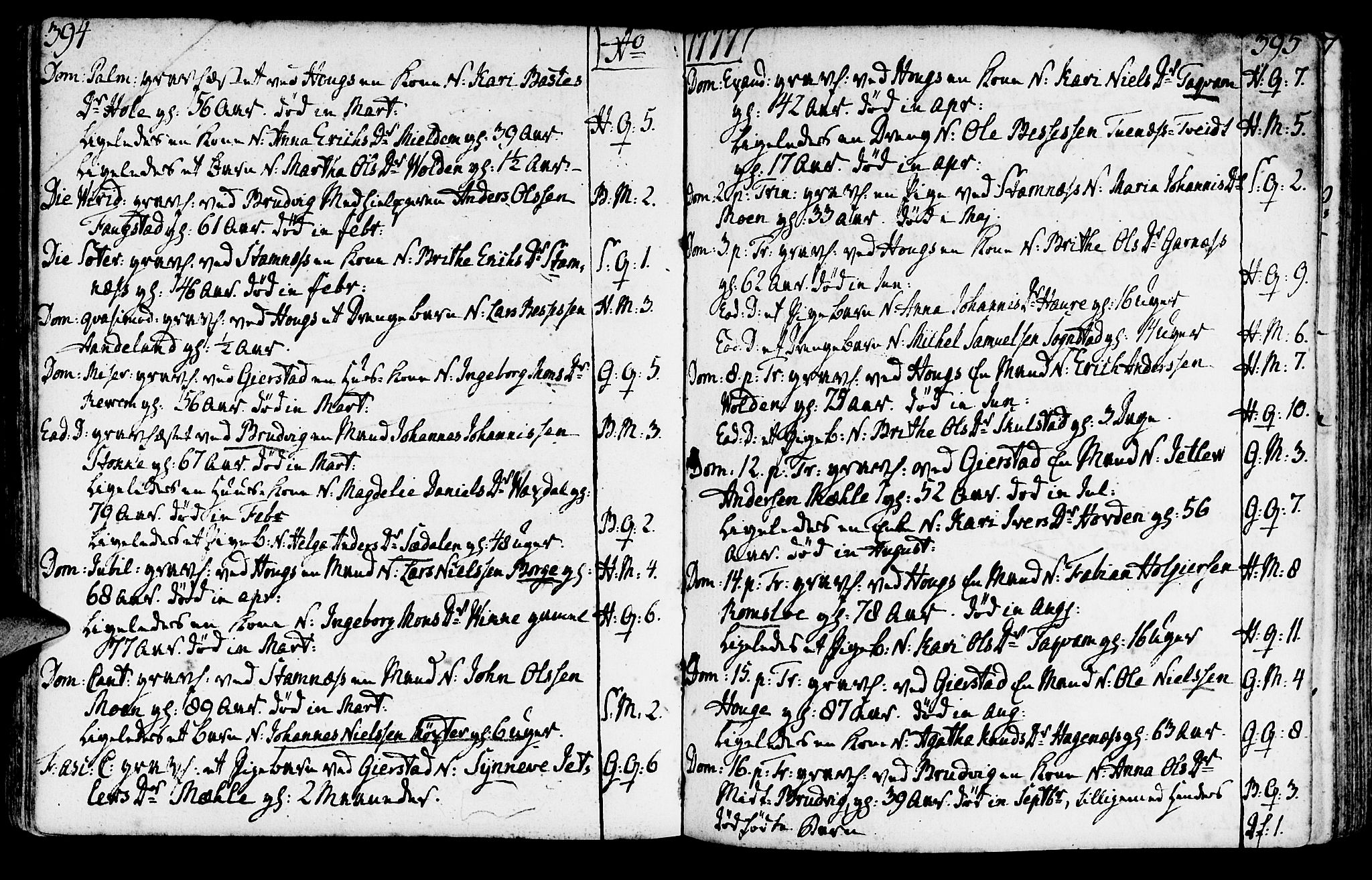 Haus sokneprestembete, AV/SAB-A-75601/H/Haa: Parish register (official) no. A 9, 1767-1781, p. 394-395