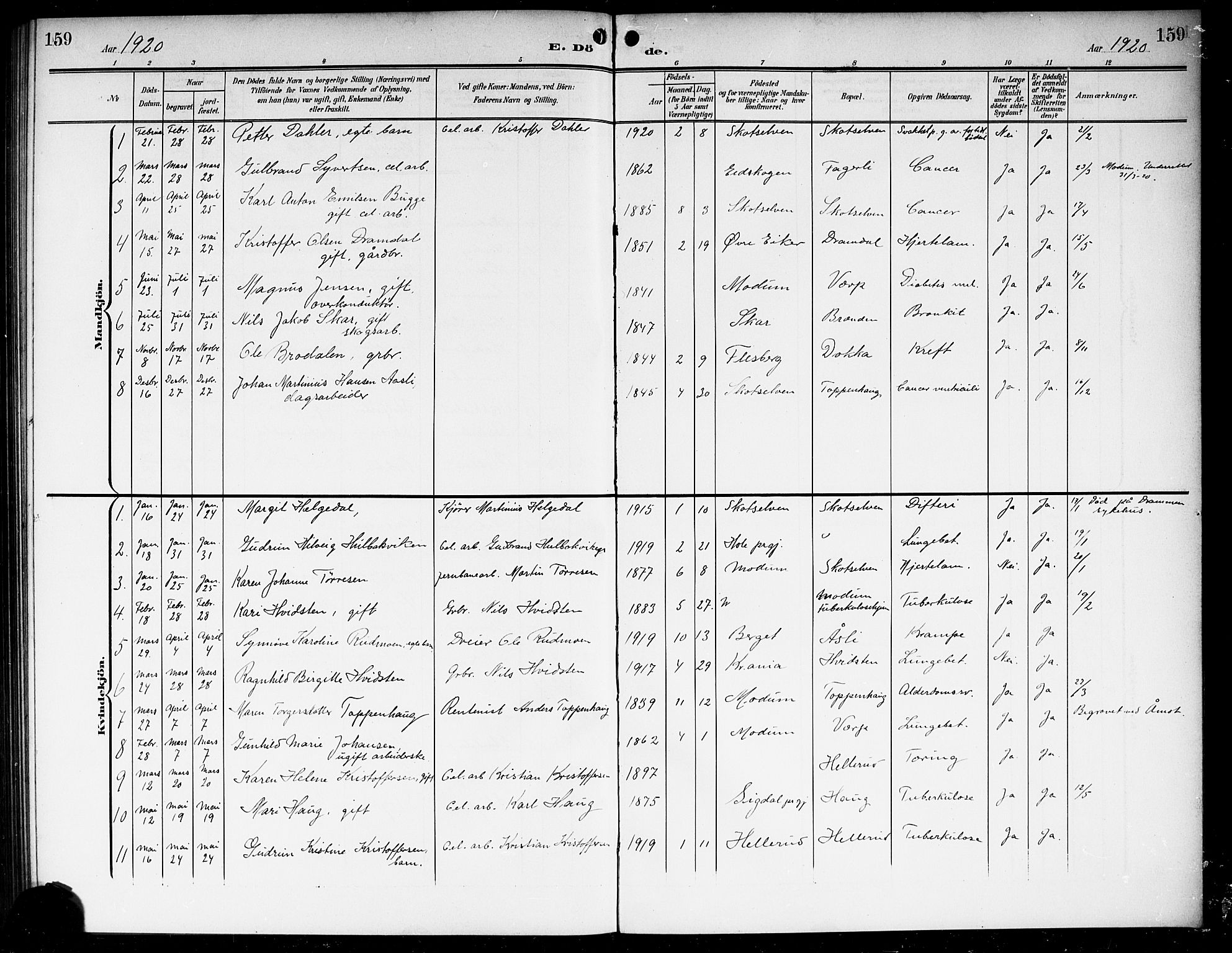 Eiker kirkebøker, AV/SAKO-A-4/G/Gb/L0005: Parish register (copy) no. II 5, 1901-1923, p. 159