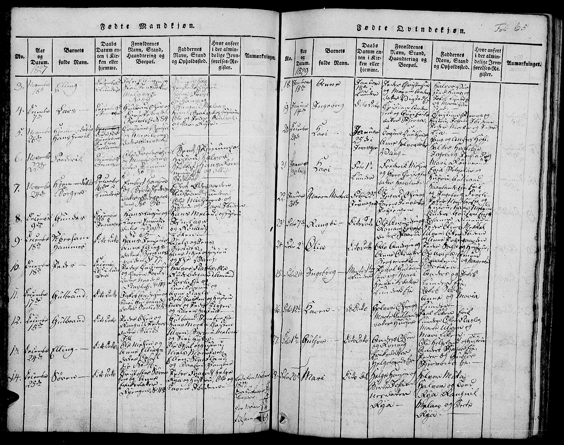 Jevnaker prestekontor, SAH/PREST-116/H/Ha/Hab/L0001: Parish register (copy) no. 1, 1815-1837, p. 65