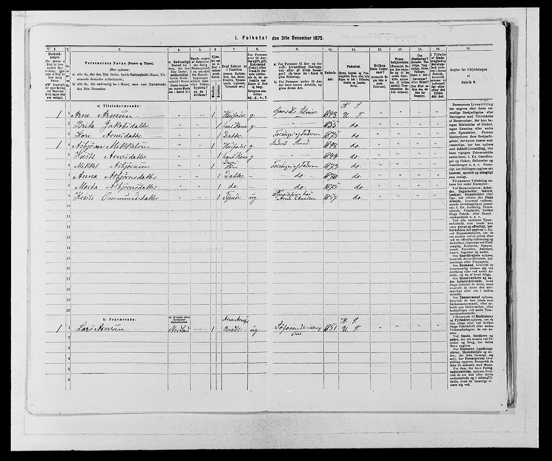 SAB, 1875 census for 1230P Ullensvang, 1875, p. 1557