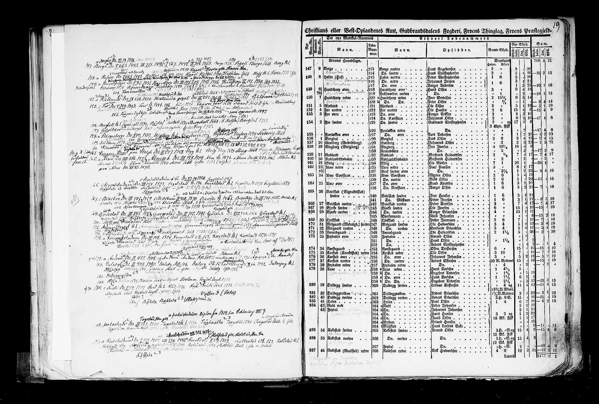 Rygh, AV/RA-PA-0034/F/Fb/L0004: Matrikkelen for 1838 - Christians amt (Oppland fylke), 1838, p. 19a