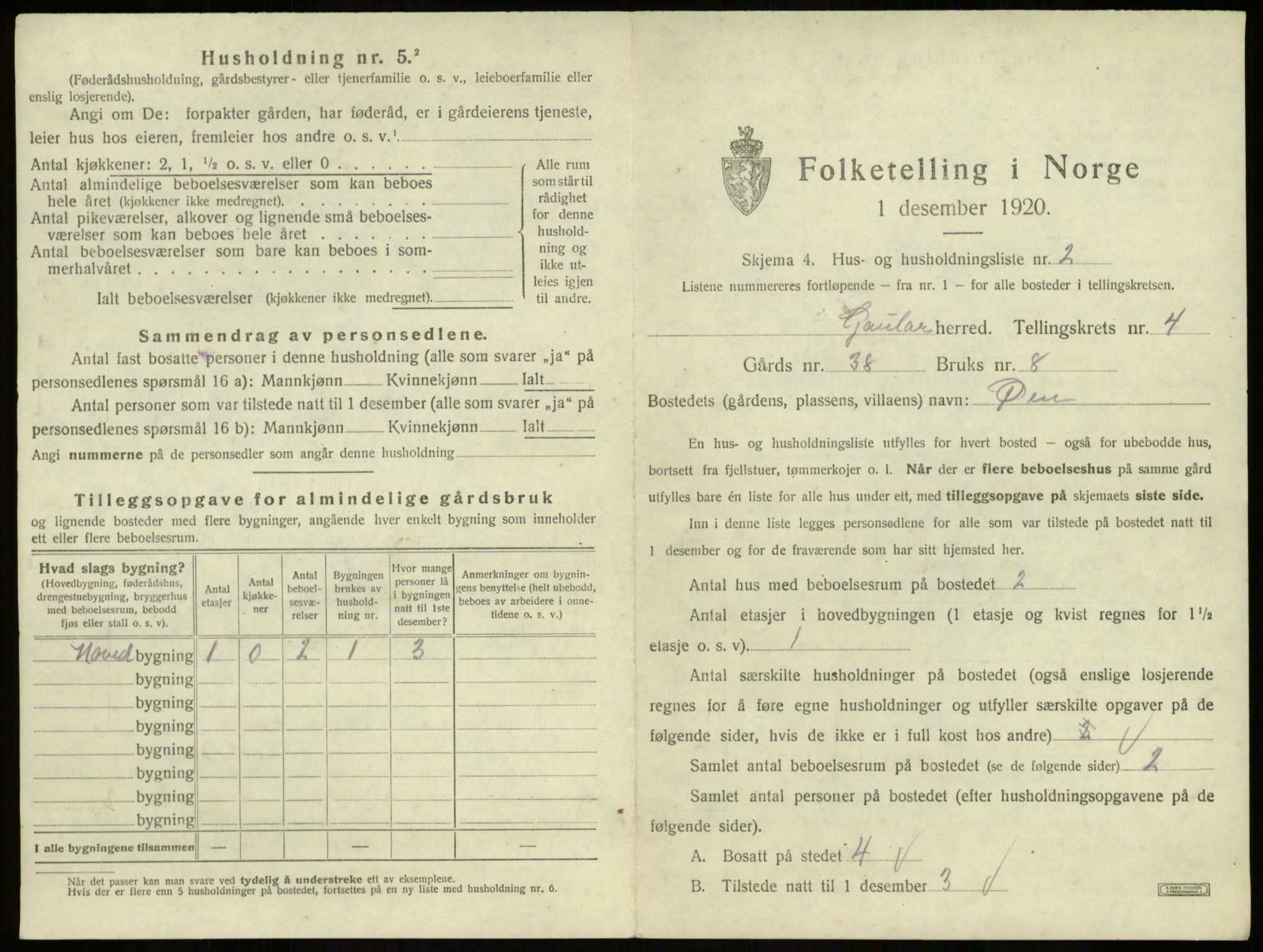 SAB, 1920 census for Gaular, 1920, p. 255