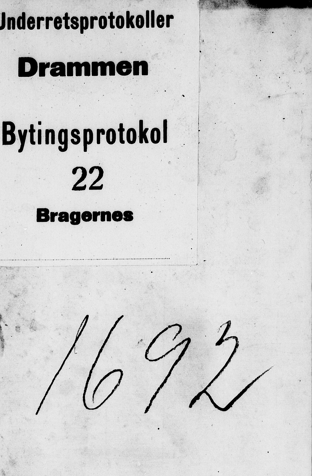 Drammen byfogd, AV/SAKO-A-222/F/Fa/L0022: Tingbok for Bragernes, 1692