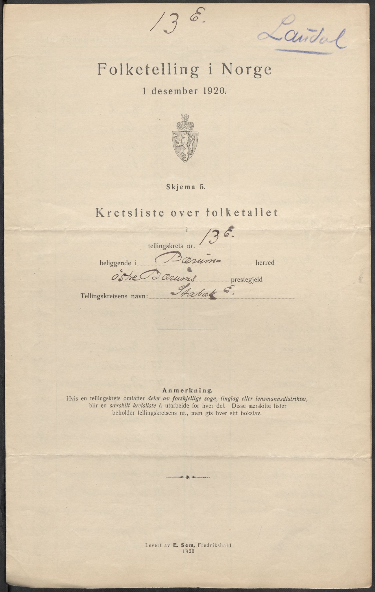 SAO, 1920 census for Bærum, 1920, p. 82