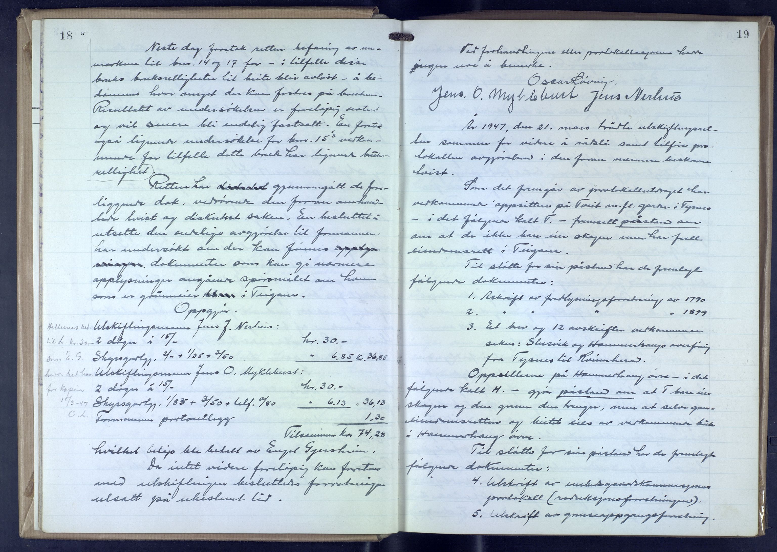 Hordaland jordskiftedøme - VII Indre Sunnhordland jordskiftedistrikt, AV/SAB-A-7401/A/Aa/L0025: Forhandlingsprotokoll, 1946-1952, p. 18-19