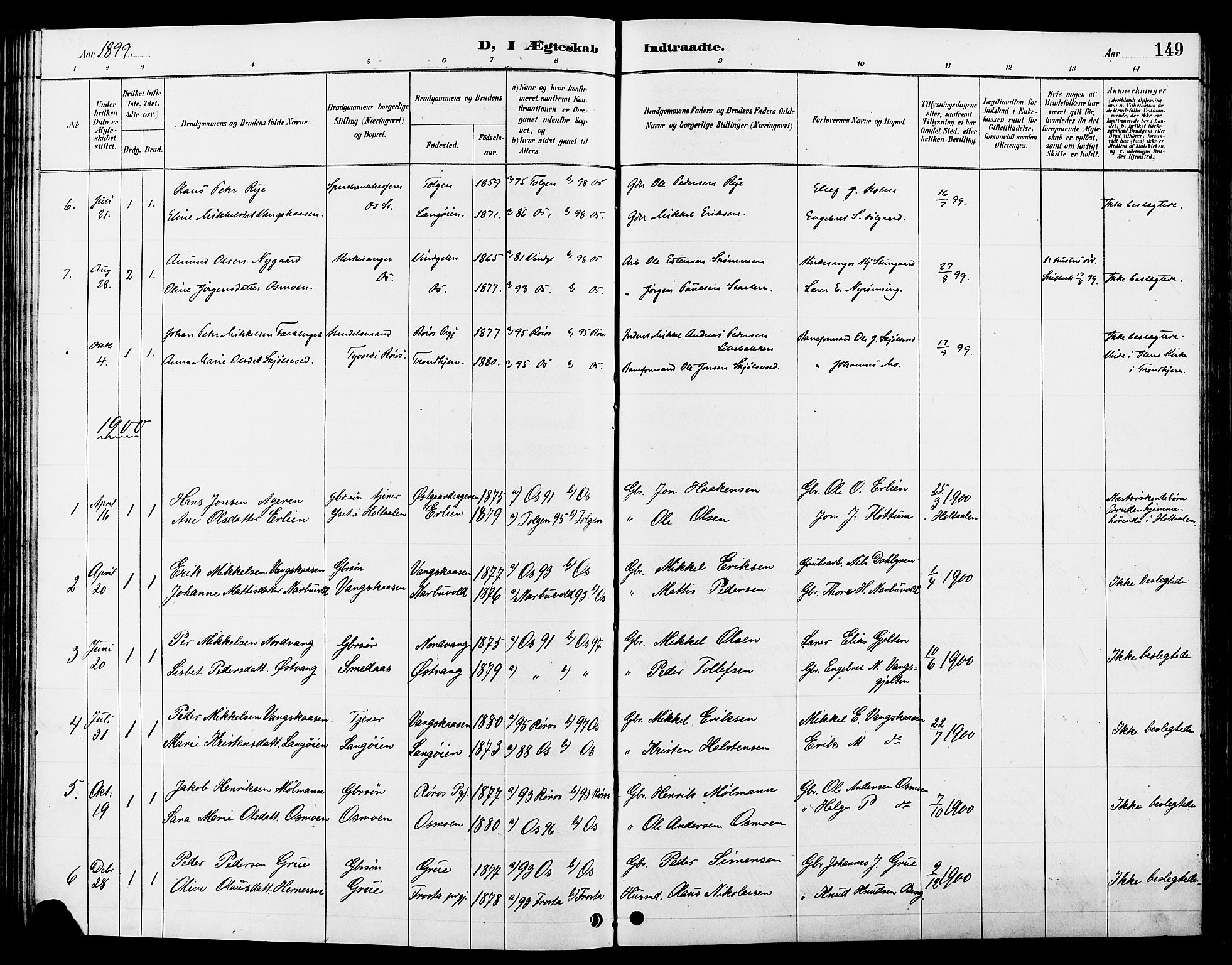 Tolga prestekontor, AV/SAH-PREST-062/L/L0008: Parish register (copy) no. 8, 1887-1912, p. 149