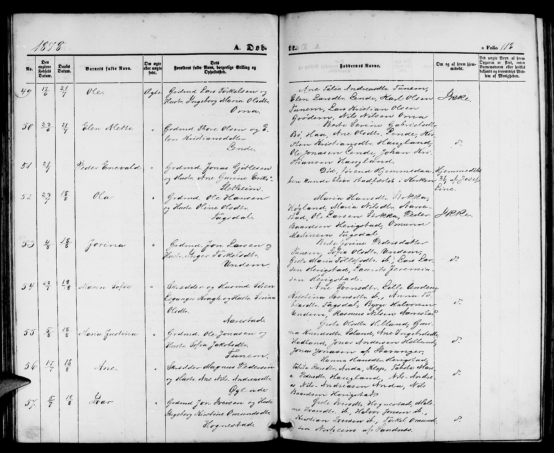 Lye sokneprestkontor, AV/SAST-A-101794/001/30BB/L0004: Parish register (copy) no. B 4, 1868-1878, p. 112