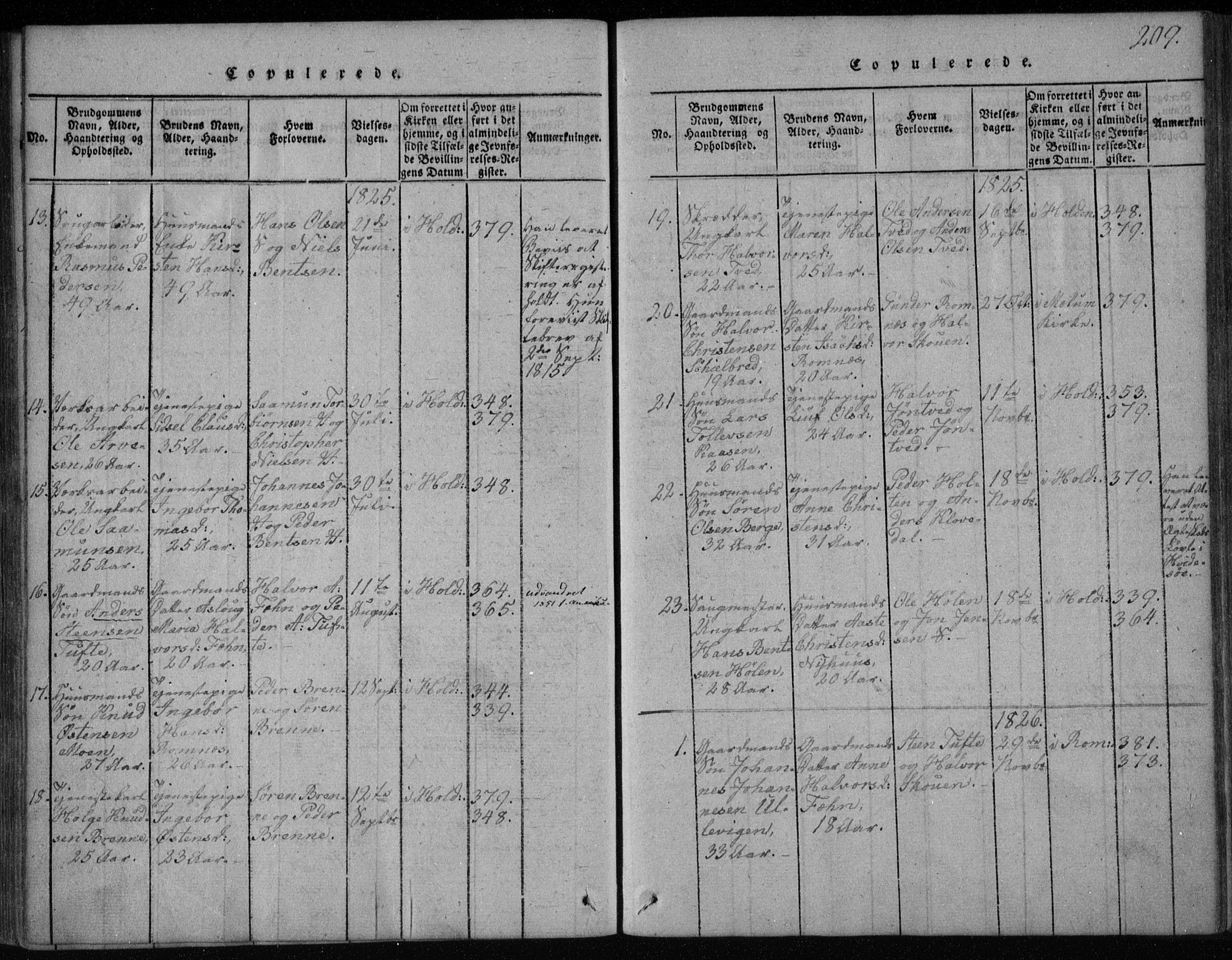 Holla kirkebøker, SAKO/A-272/F/Fa/L0003: Parish register (official) no. 3, 1815-1830, p. 209