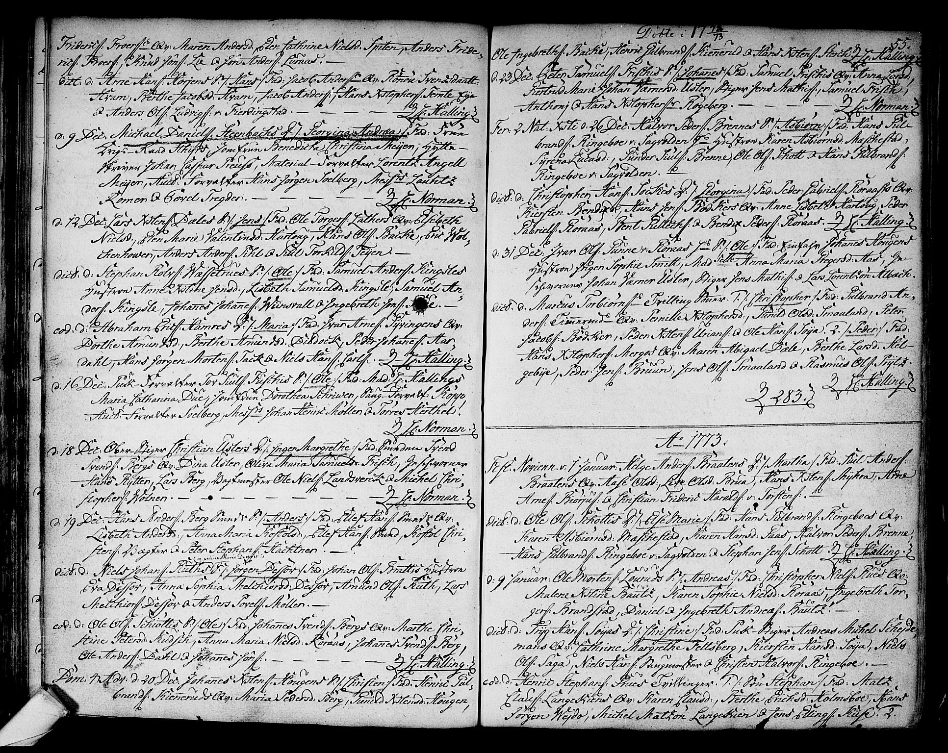 Kongsberg kirkebøker, SAKO/A-22/F/Fa/L0005: Parish register (official) no. I 5, 1769-1782, p. 55