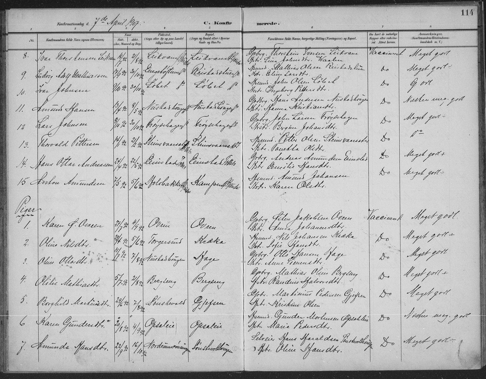 Østre Gausdal prestekontor, SAH/PREST-092/H/Ha/Haa/L0004: Parish register (official) no. 4, 1898-1914, p. 114