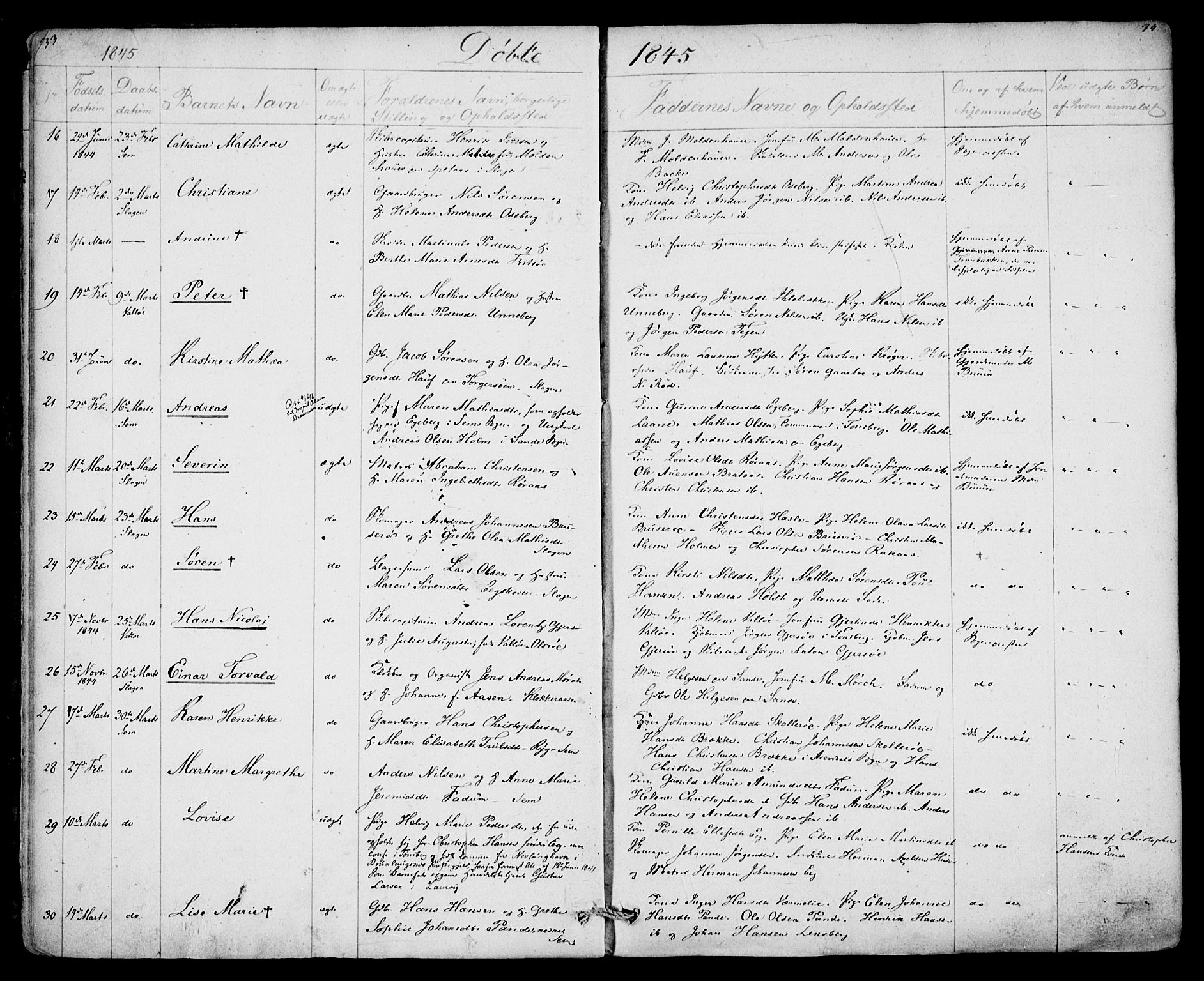 Sem kirkebøker, AV/SAKO-A-5/F/Fa/L0006: Parish register (official) no. I 6, 1843-1855, p. 33-34