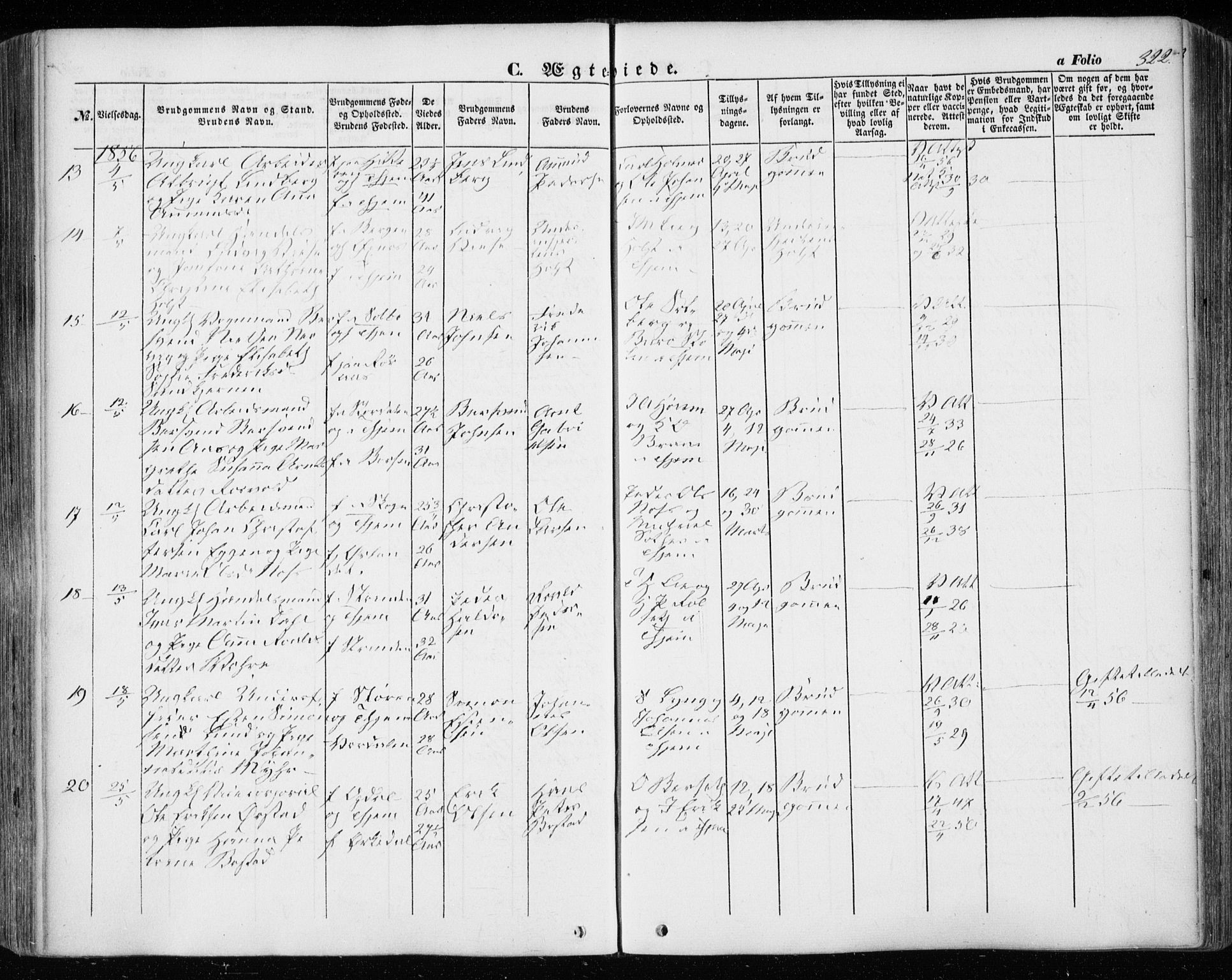 Ministerialprotokoller, klokkerbøker og fødselsregistre - Sør-Trøndelag, SAT/A-1456/601/L0051: Parish register (official) no. 601A19, 1848-1857, p. 322