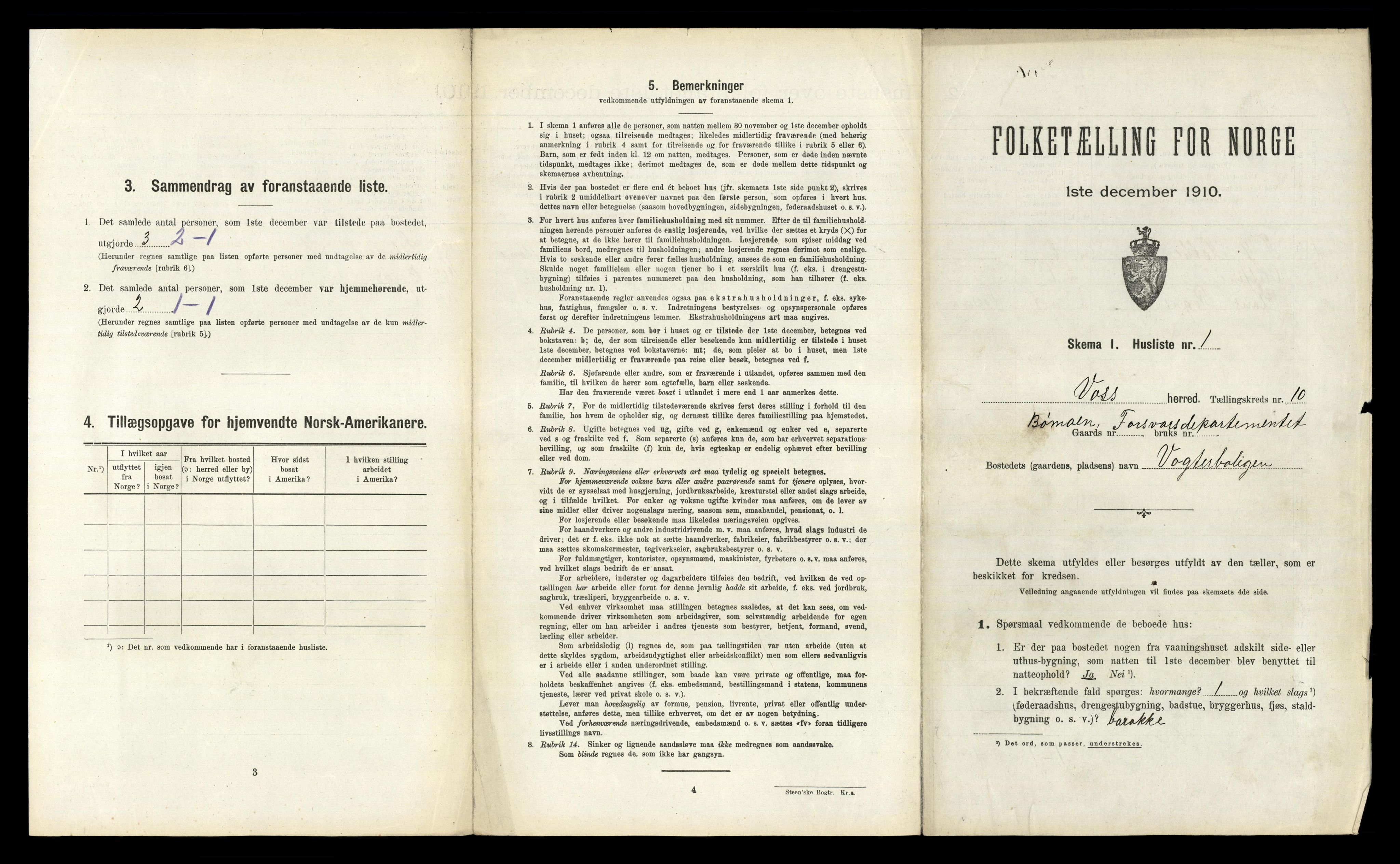 RA, 1910 census for Voss, 1910, p. 1320