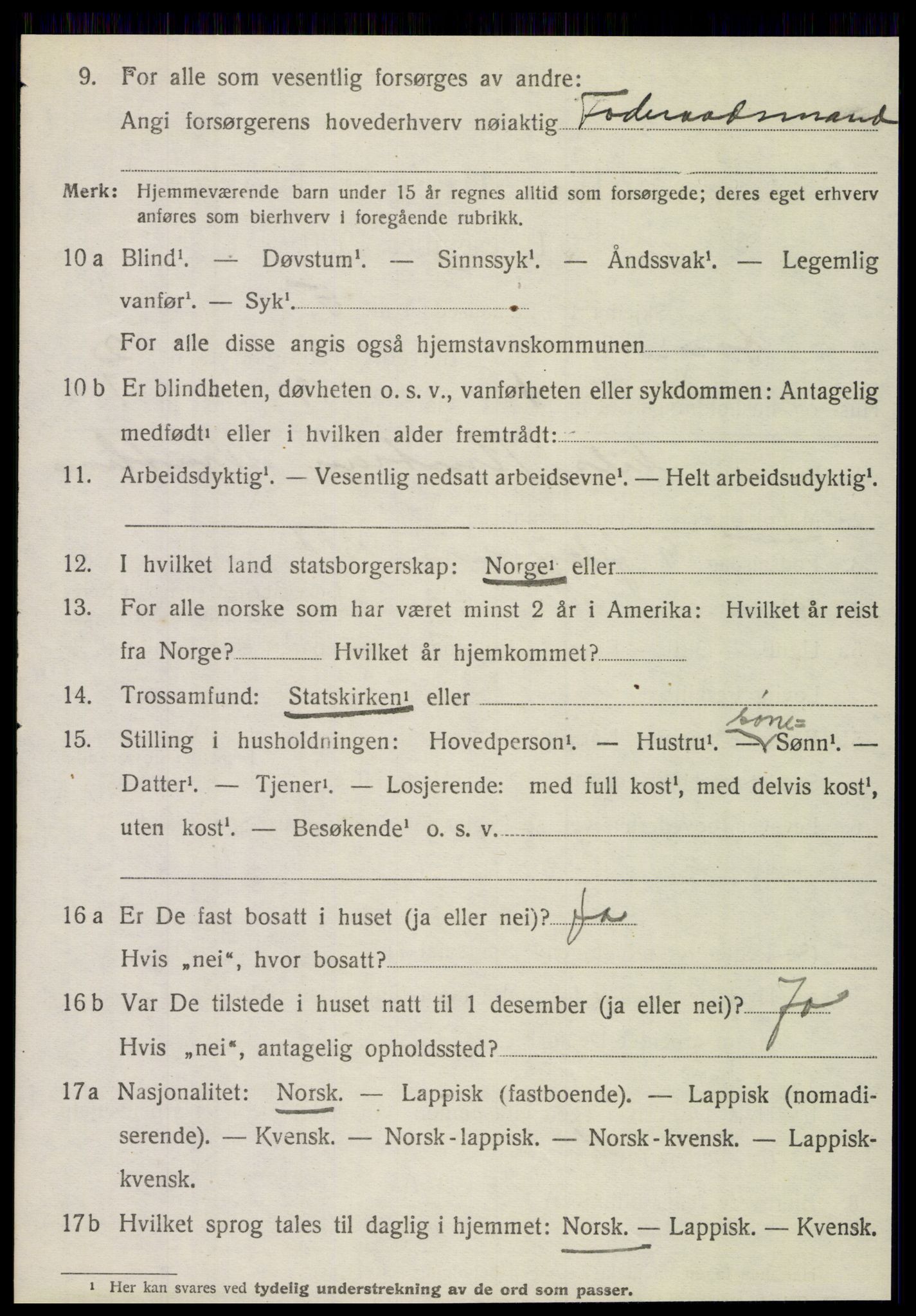 SAT, 1920 census for Dønnes, 1920, p. 1225