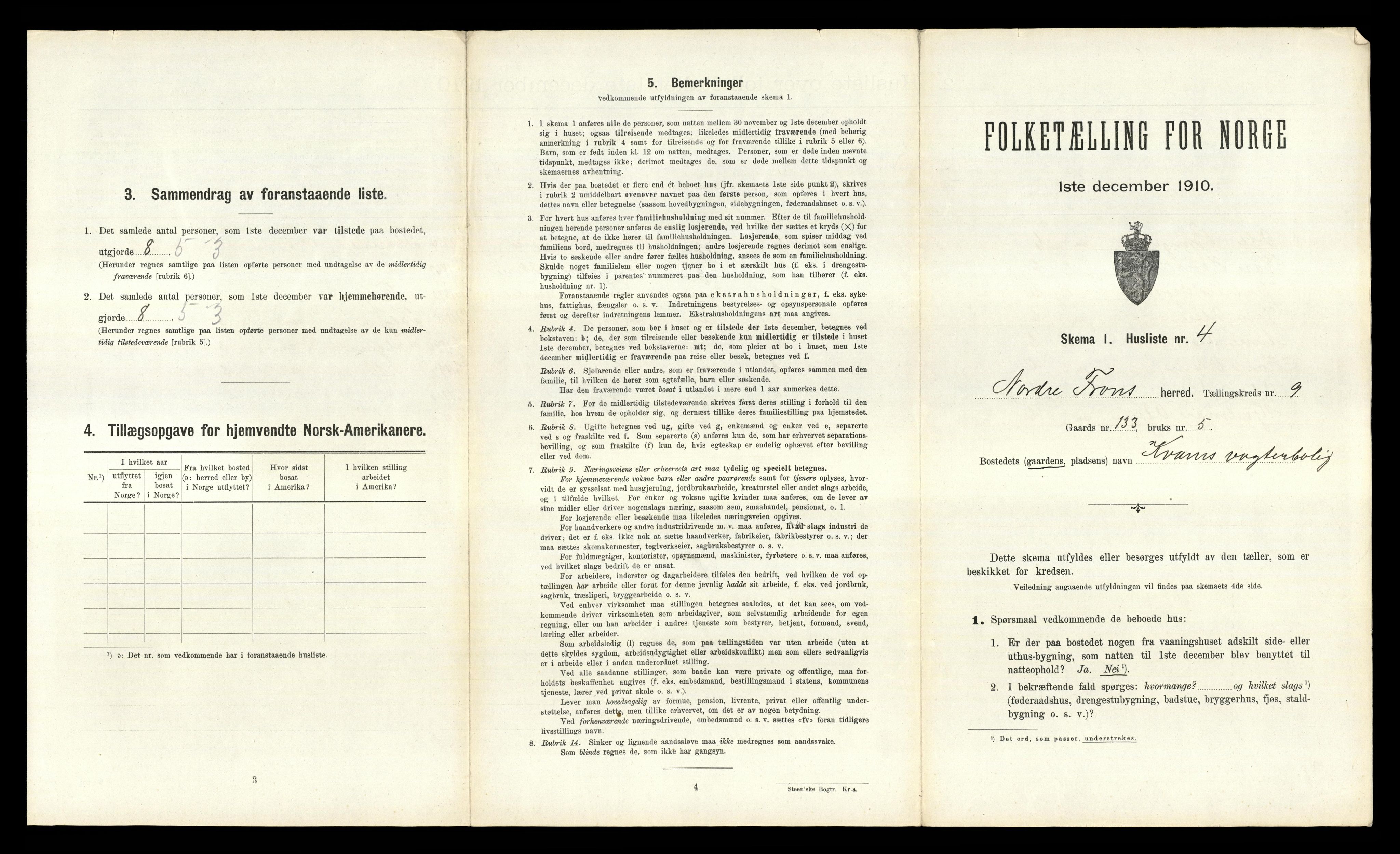 RA, 1910 census for Nord-Fron, 1910, p. 1048