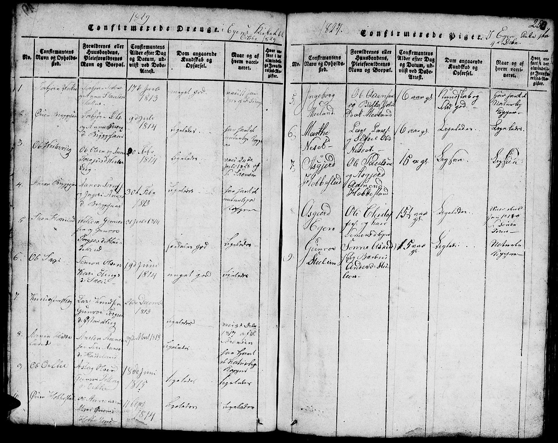 Hægebostad sokneprestkontor, AV/SAK-1111-0024/F/Fb/Fbb/L0001: Parish register (copy) no. B 1, 1816-1850, p. 250