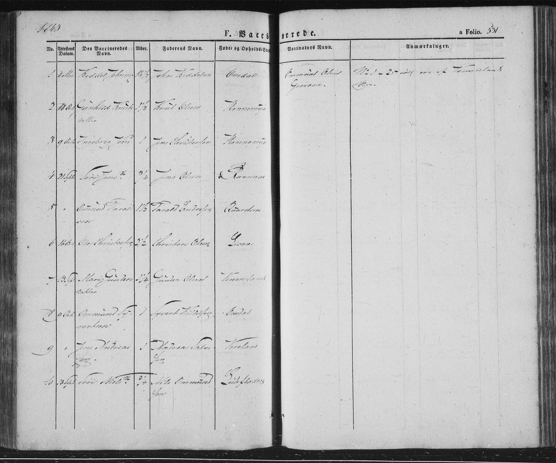 Vennesla sokneprestkontor, AV/SAK-1111-0045/Fa/Fac/L0004: Parish register (official) no. A 4, 1834-1855, p. 531