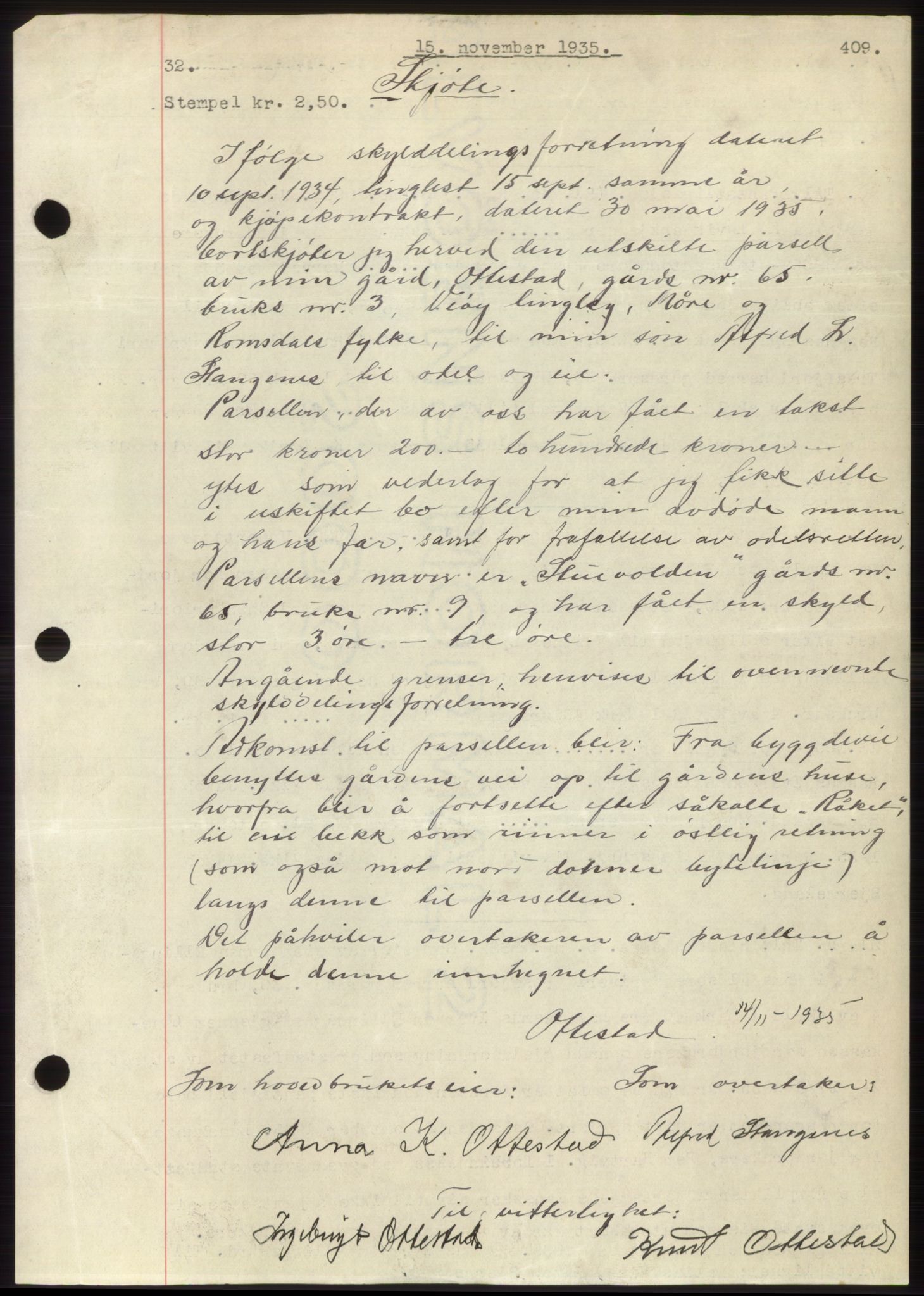 Romsdal sorenskriveri, AV/SAT-A-4149/1/2/2C/L0067: Mortgage book no. 61, 1935-1935, Deed date: 15.11.1935