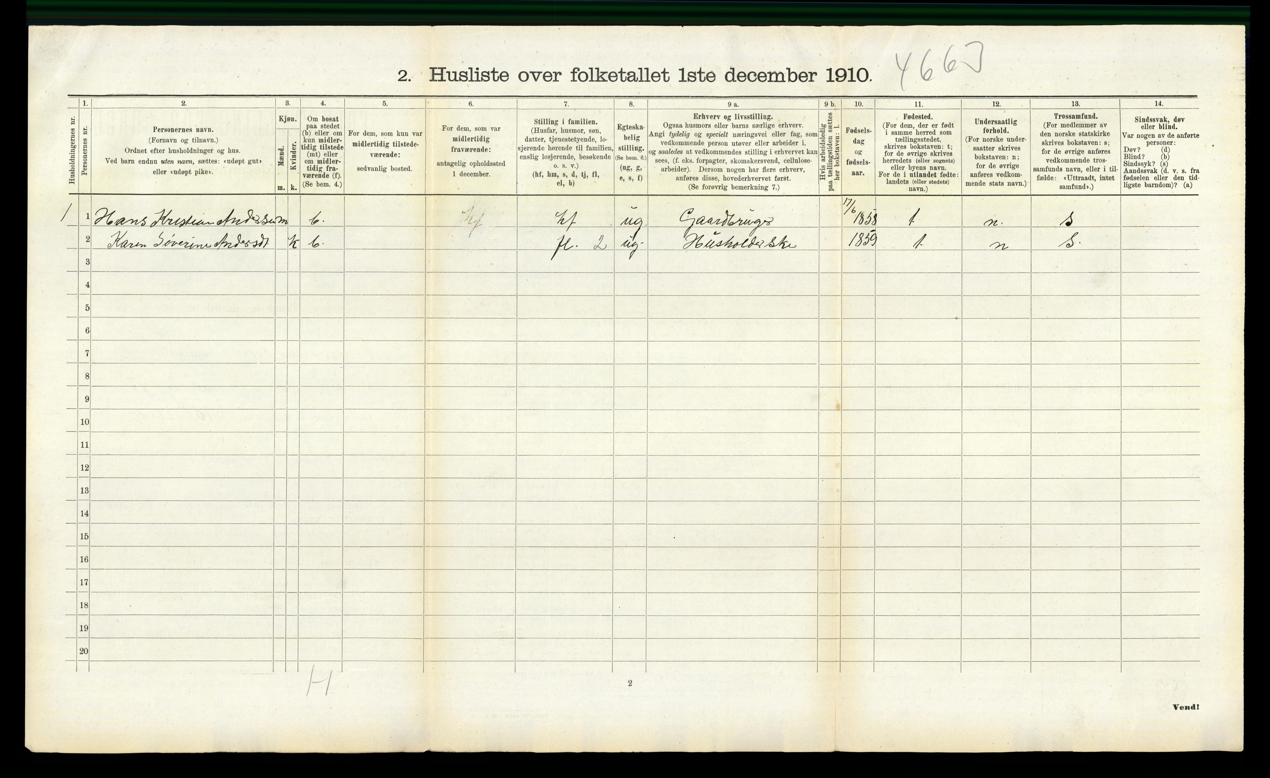 RA, 1910 census for Nord-Audnedal, 1910, p. 669