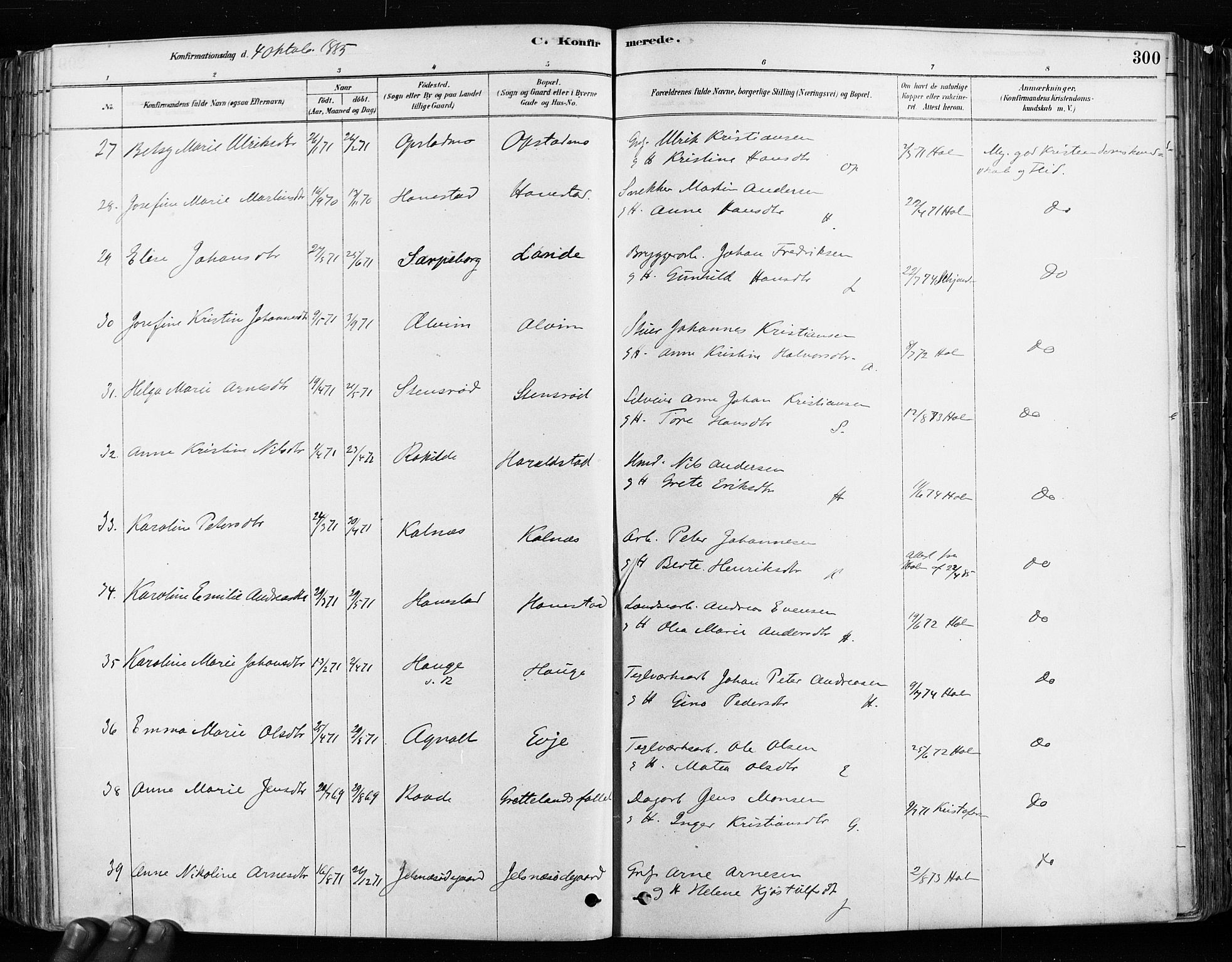 Tune prestekontor Kirkebøker, SAO/A-2007/F/Fa/L0017: Parish register (official) no. 17, 1878-1887, p. 300