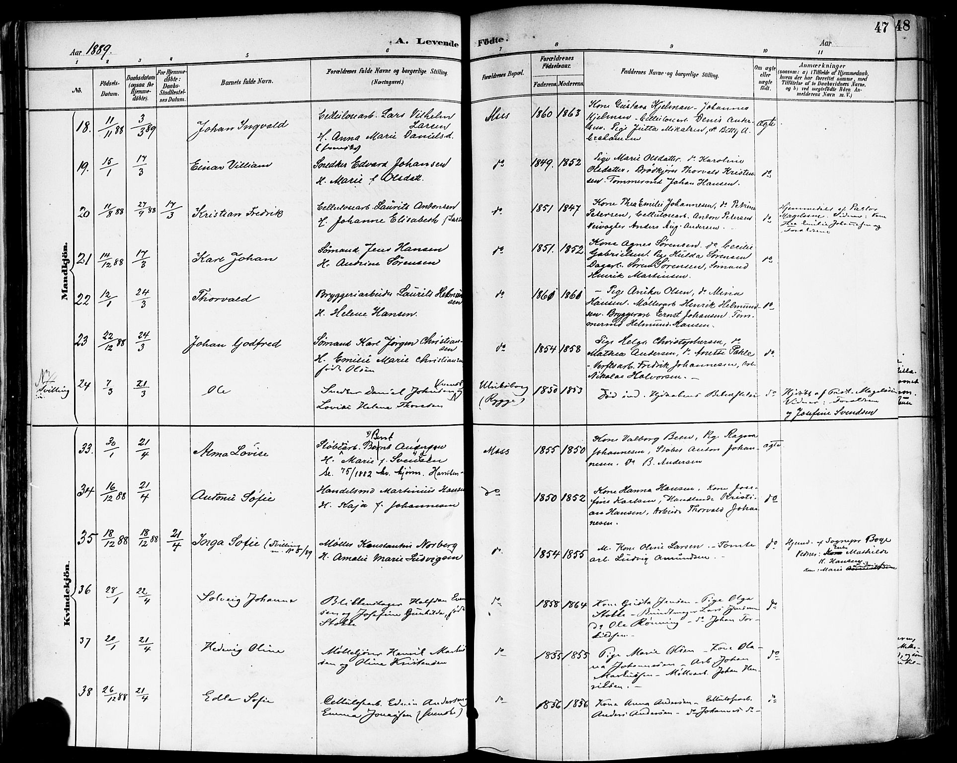 Moss prestekontor Kirkebøker, SAO/A-2003/F/Fb/L0002a: Parish register (official) no. II 2A, 1887-1893, p. 47