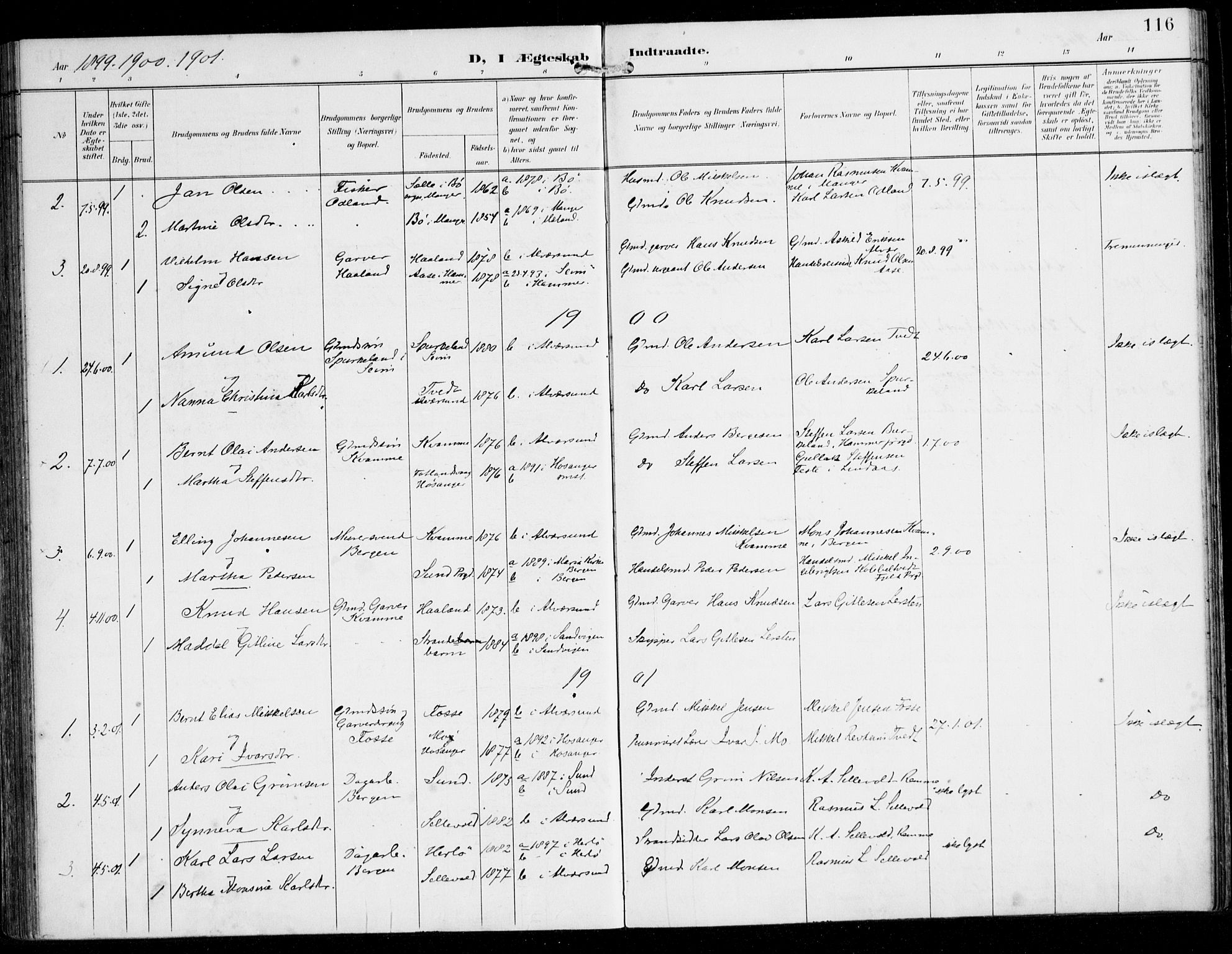 Alversund Sokneprestembete, SAB/A-73901/H/Ha/Haa/Haaa/L0003: Parish register (official) no. A 3, 1897-1926, p. 116
