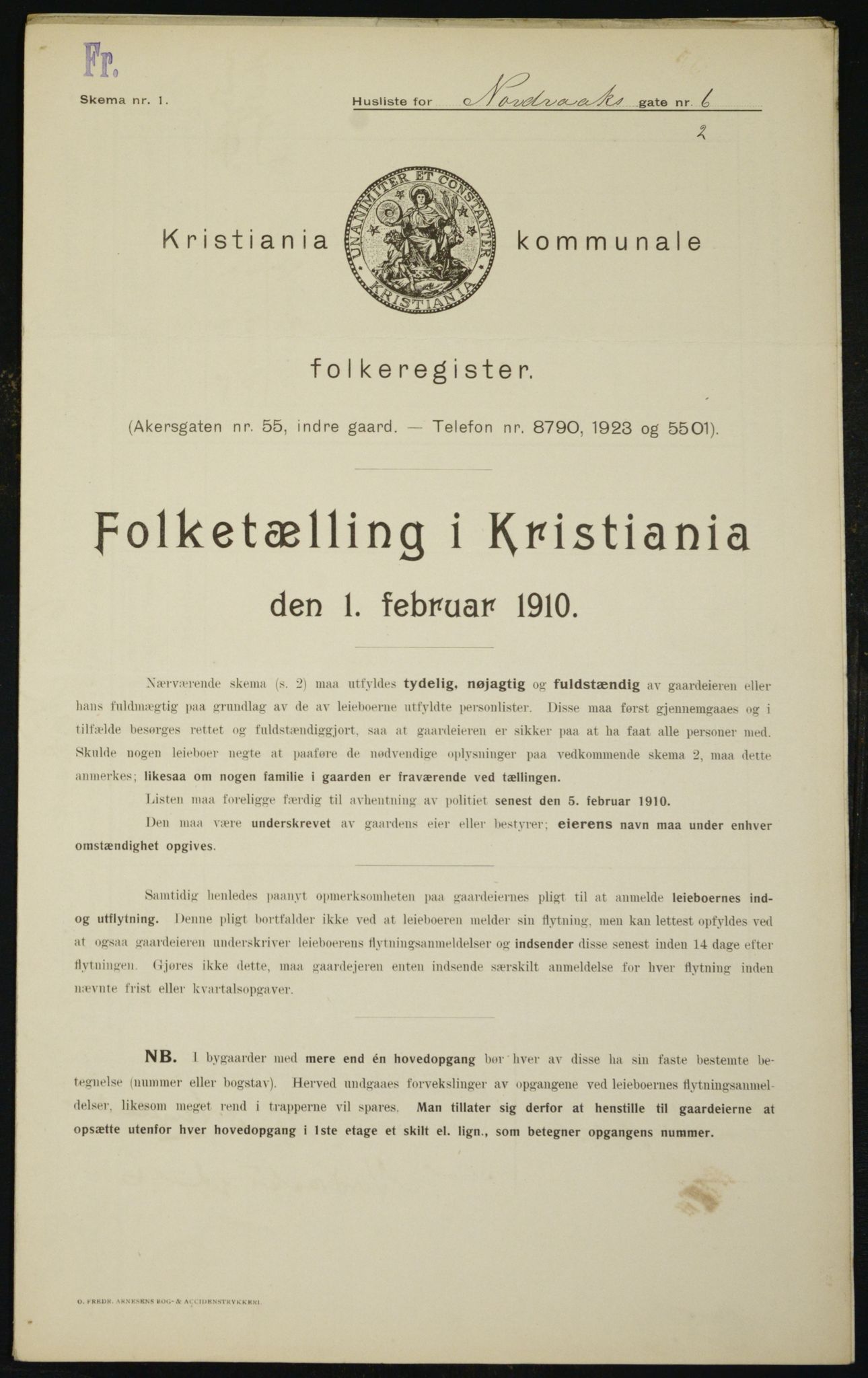 OBA, Municipal Census 1910 for Kristiania, 1910, p. 71289