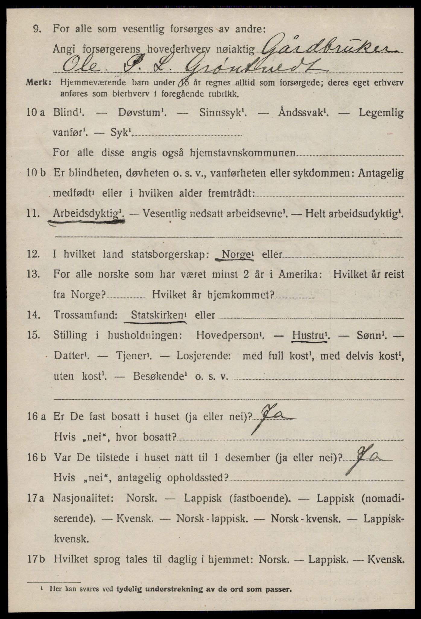 SAT, 1920 census for Ørland, 1920, p. 1368