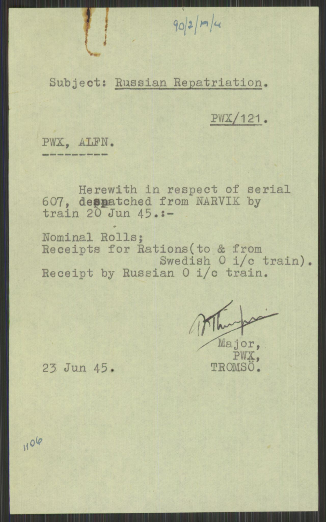 Flyktnings- og fangedirektoratet, Repatrieringskontoret, RA/S-1681/D/Db/L0015: Displaced Persons (DPs) og sivile tyskere, 1945-1948, p. 507